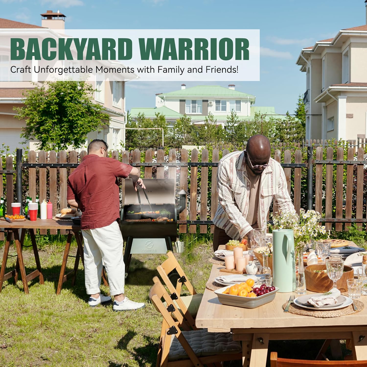 Z GRILLS Wood Pellet Grill Smoker with 552 Cooking Area & Front Shelf for Outdoor BBQ, Smoke, Bake and Roast, 550C