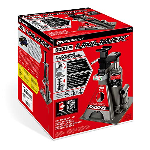 Powerbuilt 3 Ton, Bottle Jack and Jack Stands in One, 6000 Pound Capacity