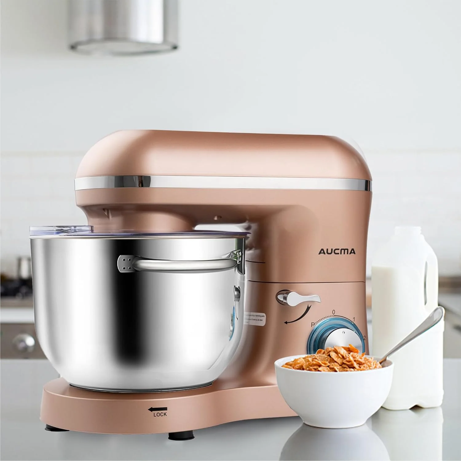 Aucma Stand Mixer,6.5-QT 660W 6-Speed Tilt-Head Food Mixer, Kitchen Electric Mixer with Dough Hook