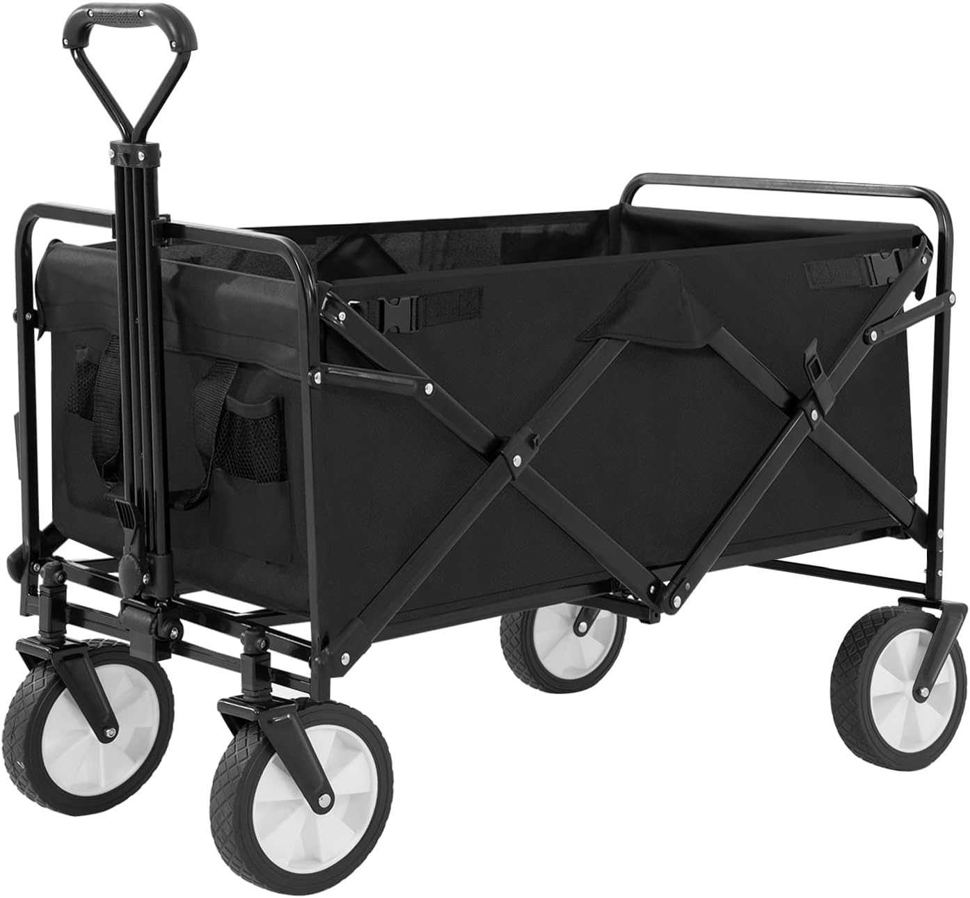 Collapsible Folding Wagon Cart 150L,Heavy Duty Garden Cart with All Terrain Wheels,Portable Large Capacity Utility Wagon Cart for Camping Fishing Sports Shopping