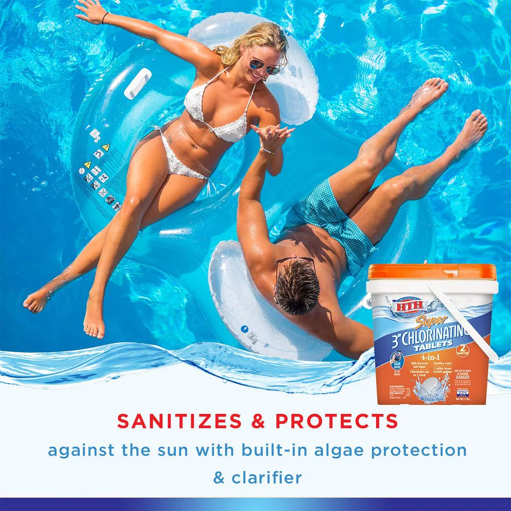 2025 HTH 42034 Super 3′′ Chlorinating Tablets for Swimming Pools, 25 lbs