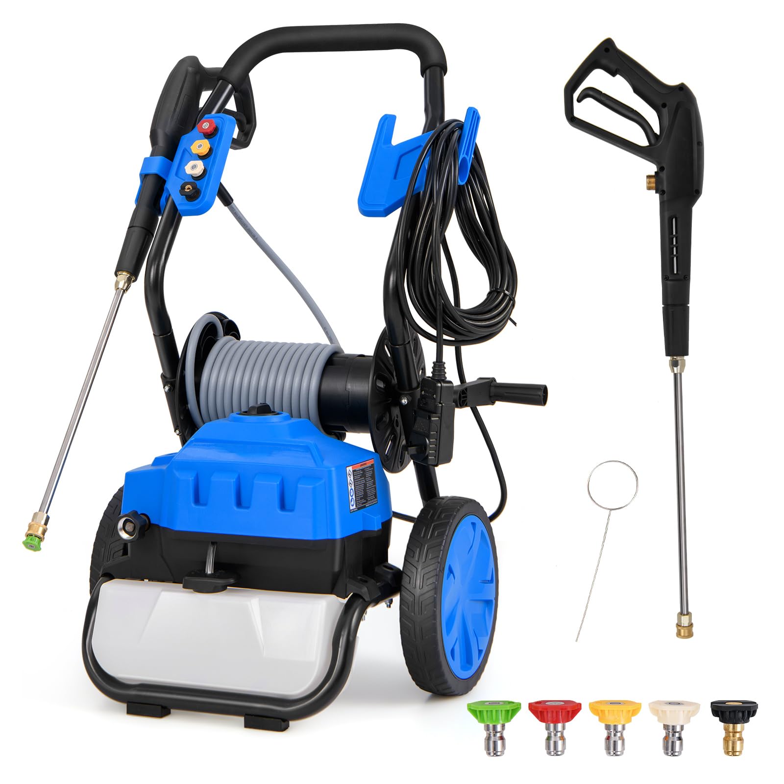 Electric Pressure Washer, 2300 PSI 1.8 GPM High Pressure Power Washer w/Wheels, 5 Quick Connect Nozzles