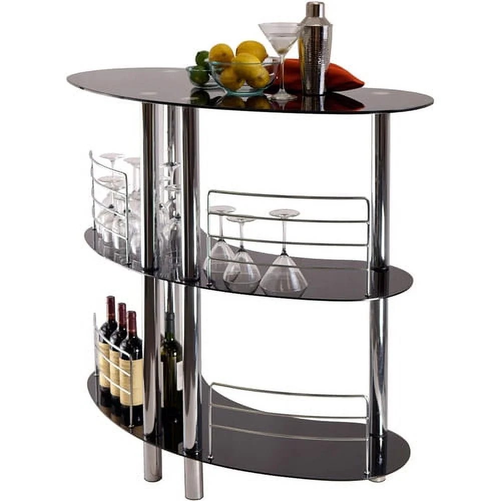 Winsome Wood Martini Entertainment Bar, Black & Chrome