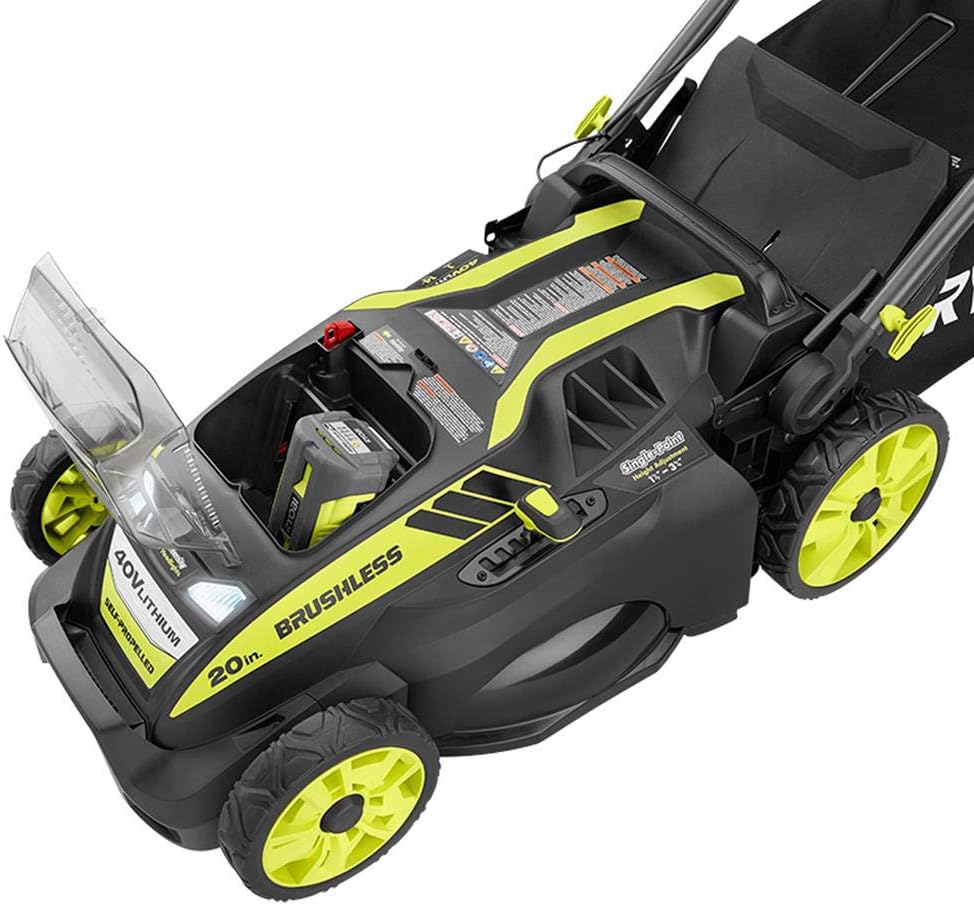 2025 20" RY40190 40-Volt Brushless Lithium-Ion Cordless Battery Self Propelled Lawn Mower with 5.0 Ah Battery and Charger Included