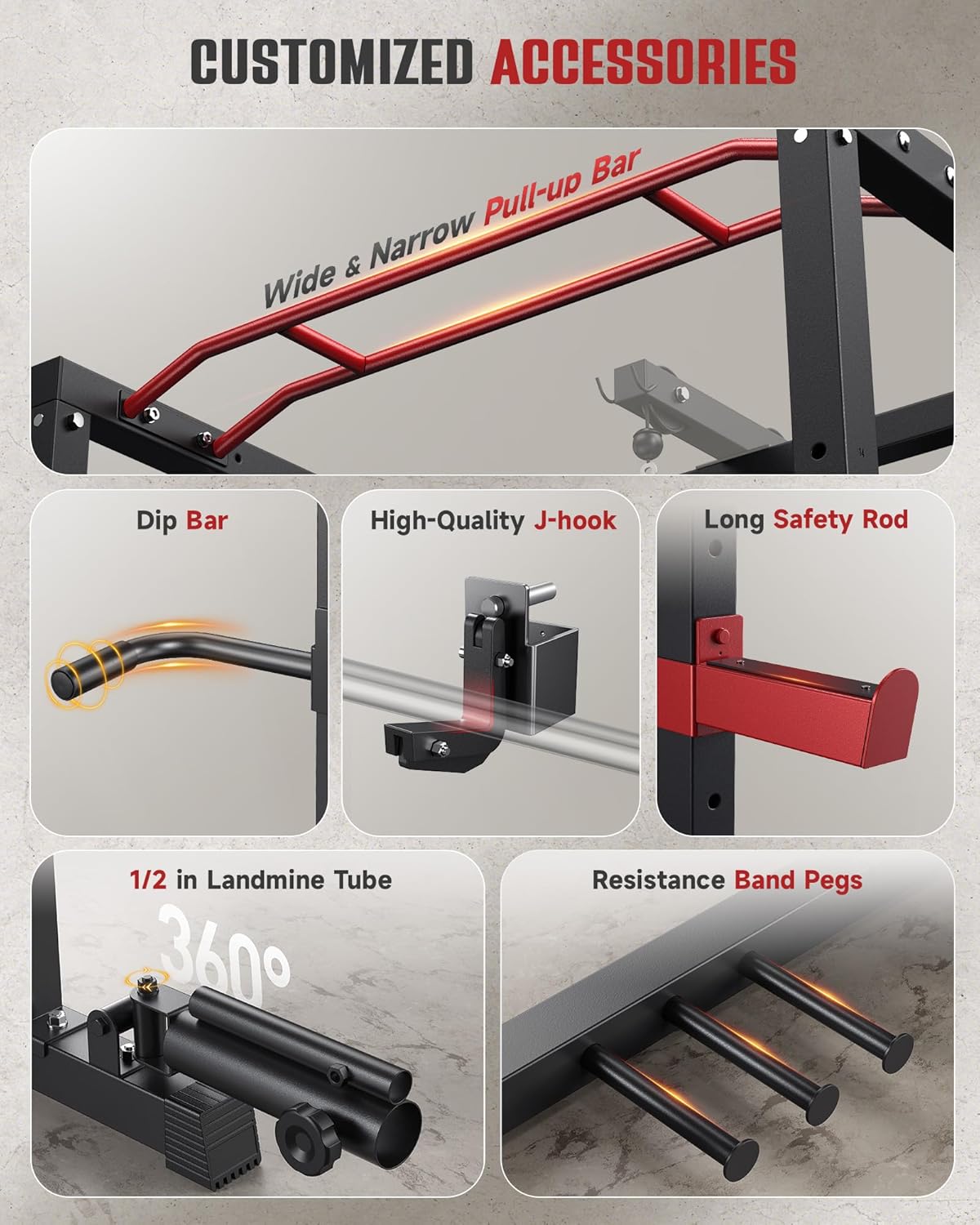 Sportsroyals Power Cage,1600lbs Multi-Function Power Rack with Adjustable Cable Crossover System and More Training Attachment, Weight Cage for Home Gym