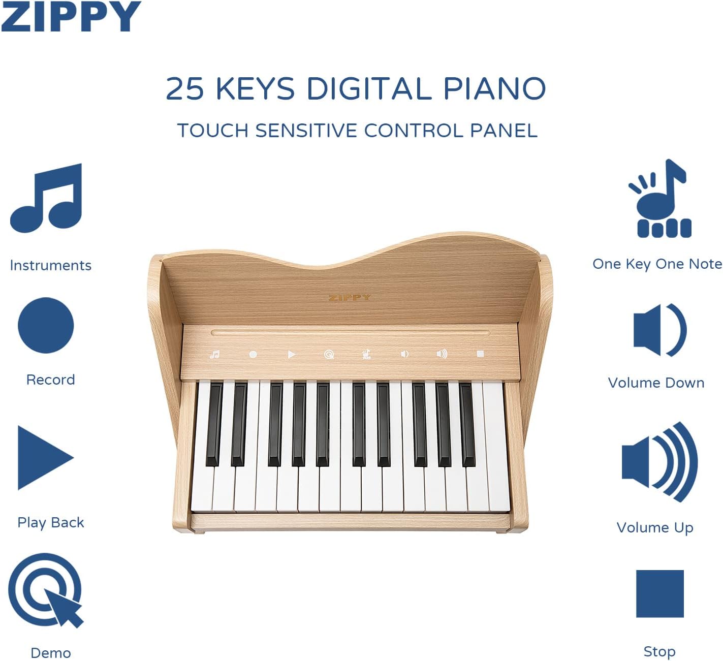 Kids piano keyboard, 25 key kids digital piano, wooden piano for toddler girls boys