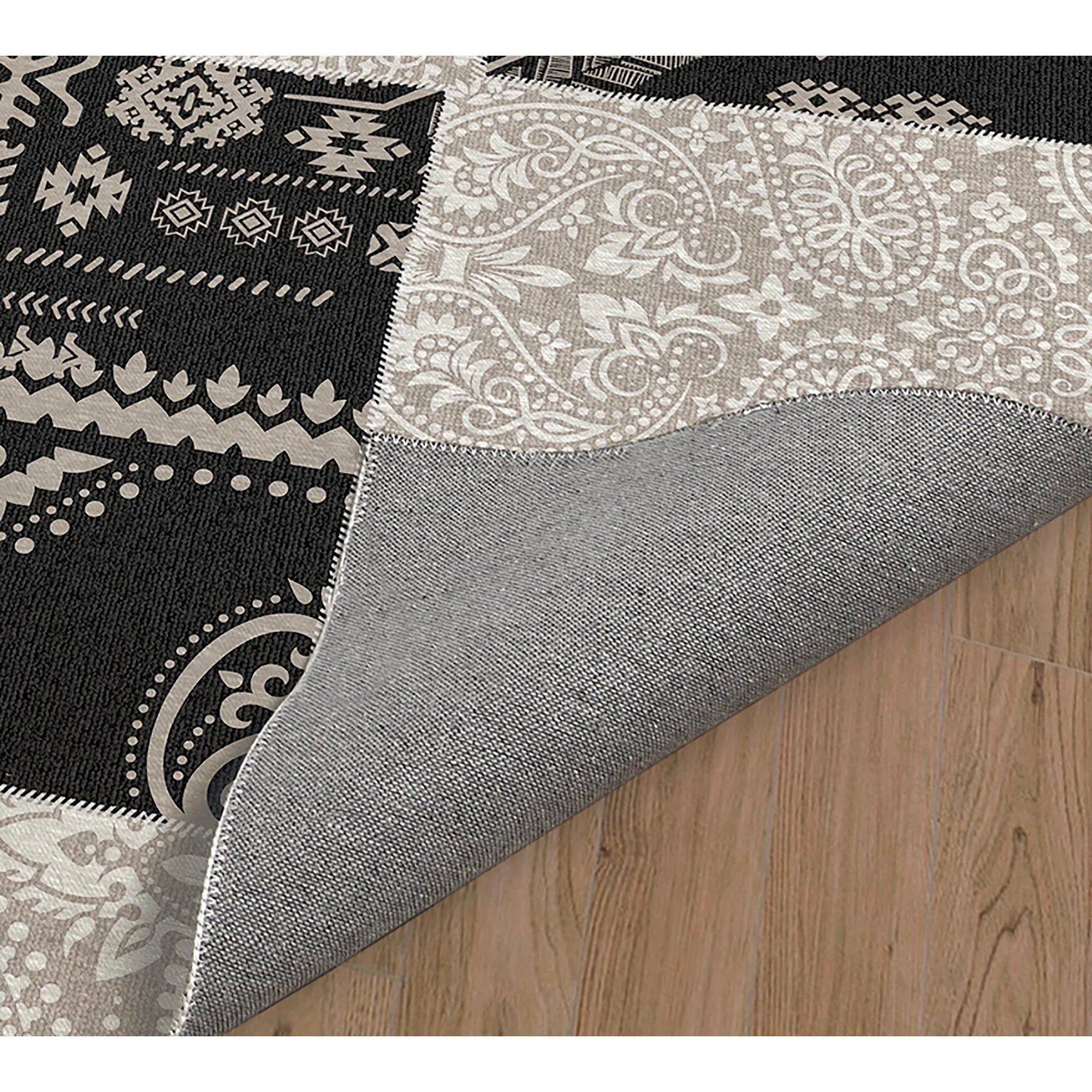 CHECKER PATCH CHARCOAL Kitchen Mat By Kavka Designs