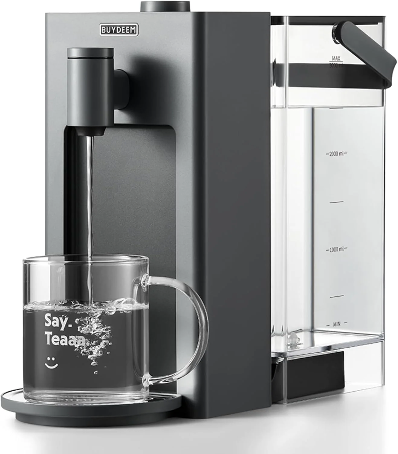 3-liter instant hot water dispenser, desktop water heater, with 8 temperature settings and 5 water volume options, quickly heats up, highly suitable for home and office use, featuring a warm and pleasant light green design.