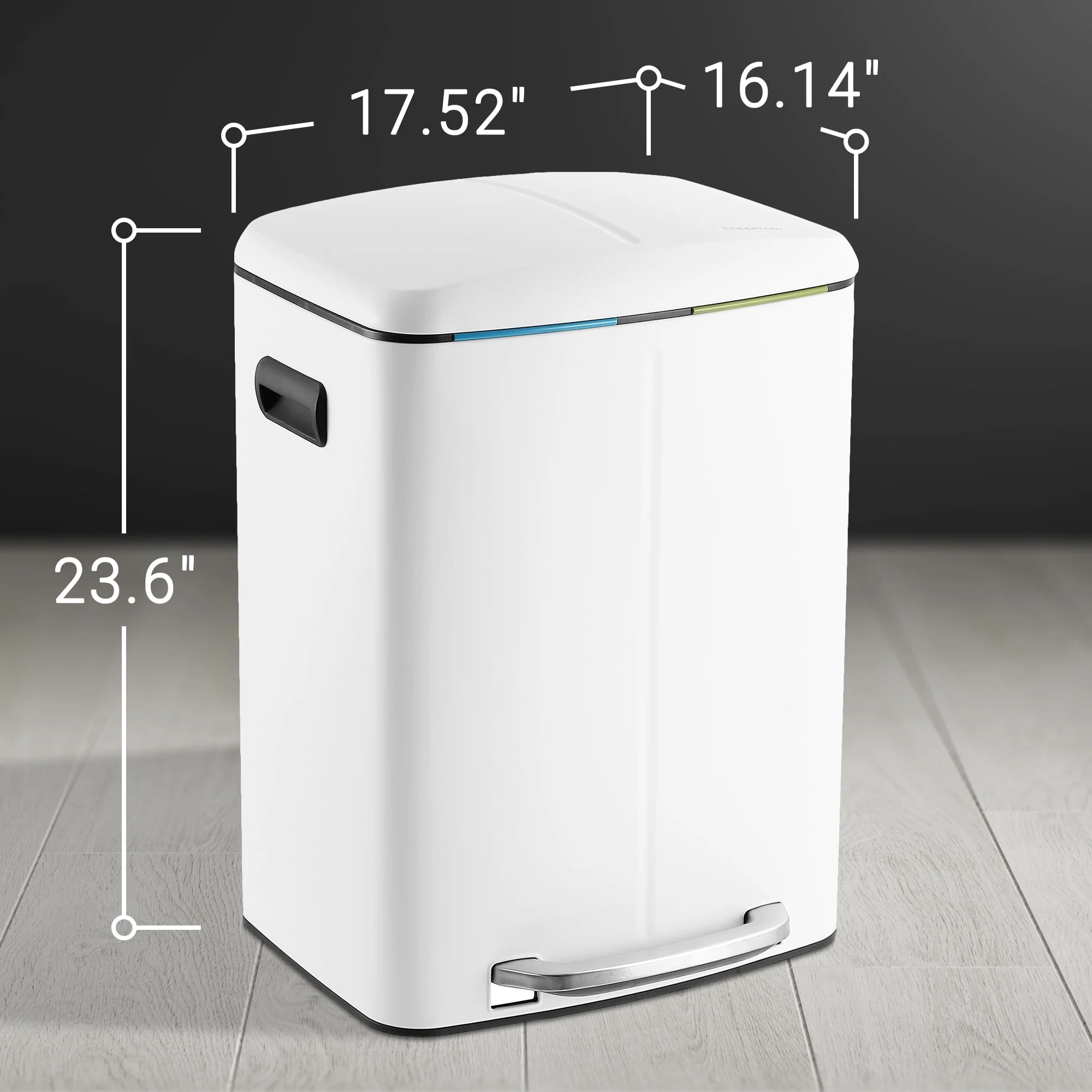 happimess 10.6-Gallon Double Bucket Trash Can with Soft Close Lid