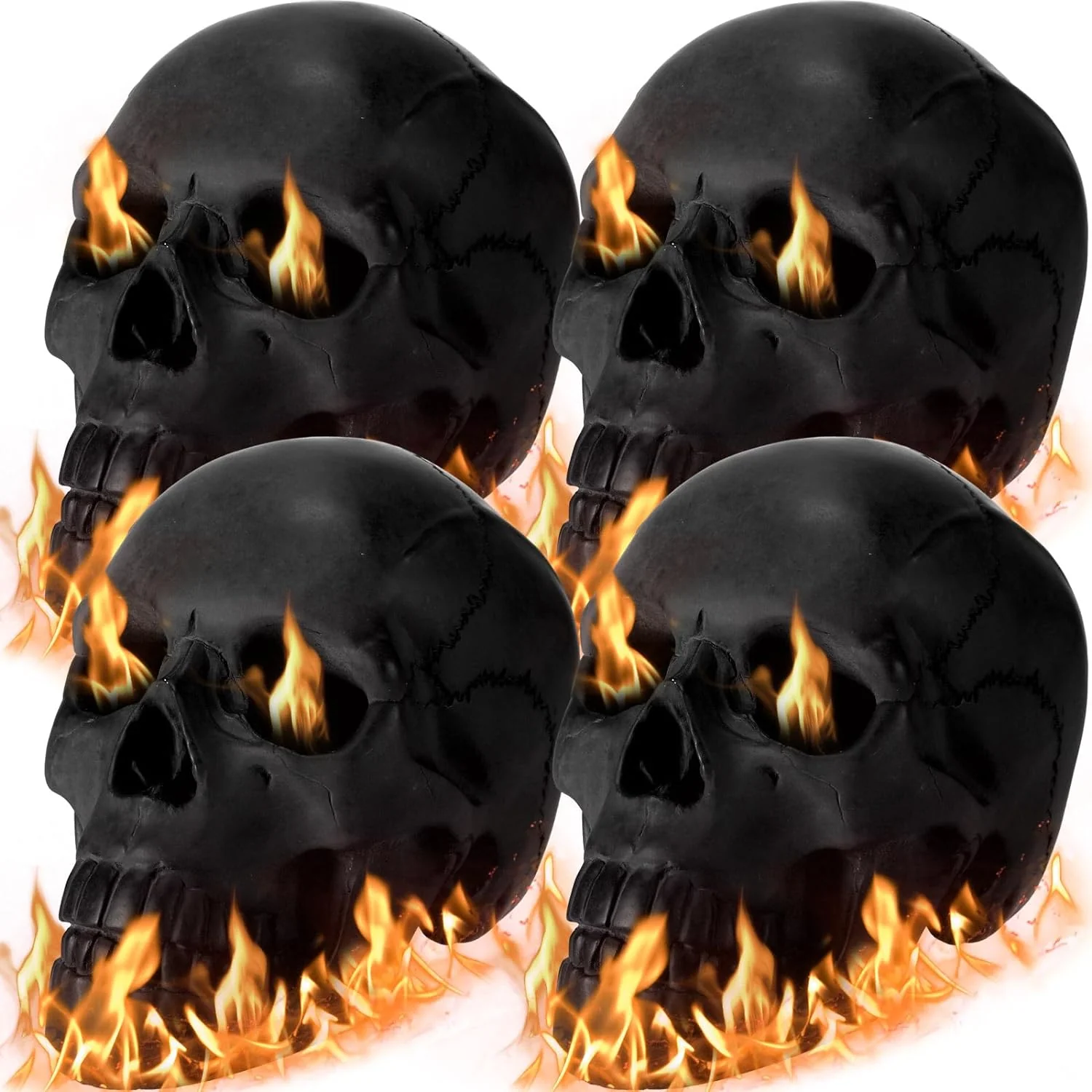 2025 4-Pack Fire Pit Skull Dummy Skull Halloween Decoration
