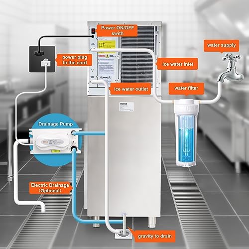 2025 2025 VEVOR Commercial Ice Maker, 360LBS/24H Ice Making Machine with 330.7LBS Large Storage Bin