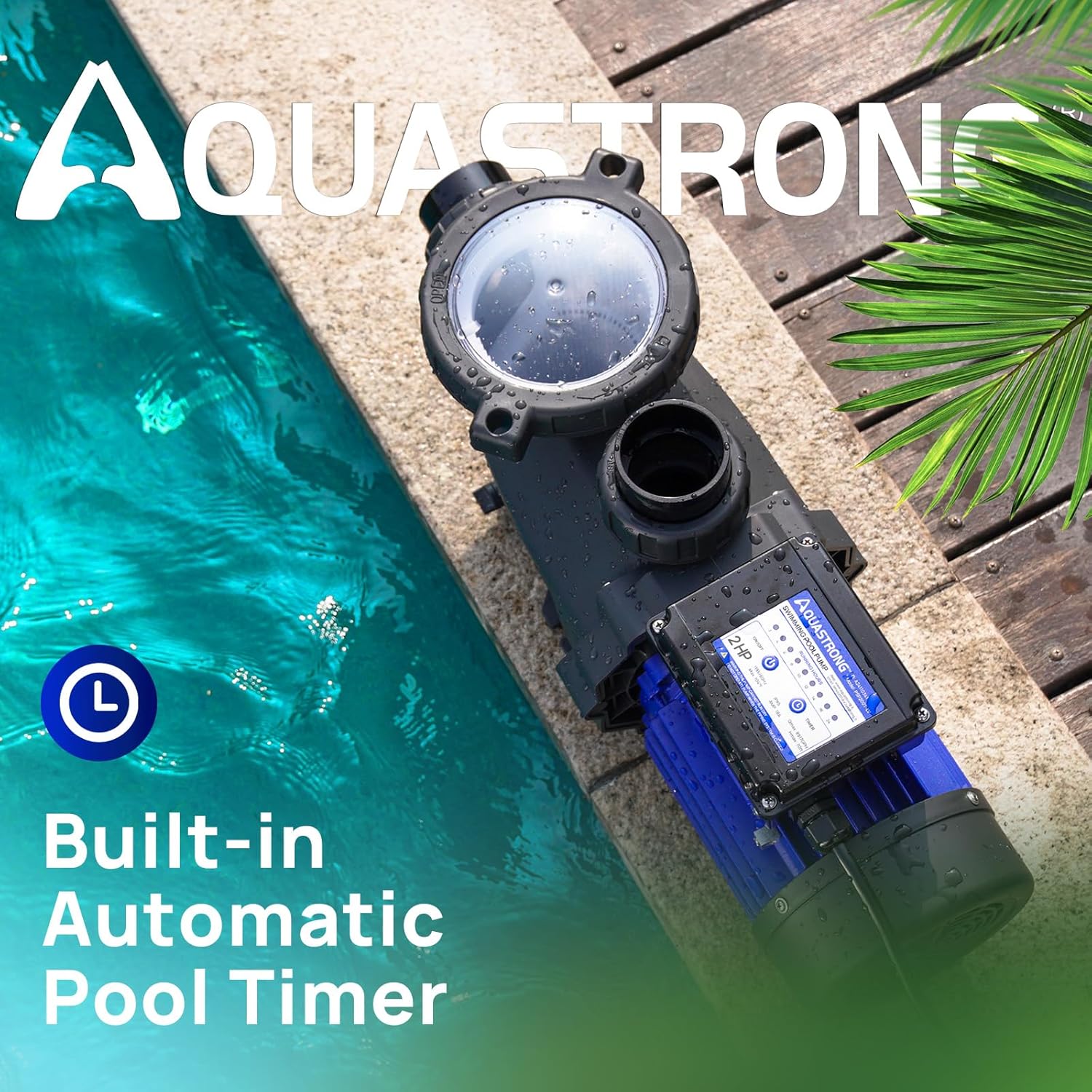 AQUASTRONG In/Above Ground Pool Pump, High Flow (with Timer, 2HP, 8917 GPH, 220V)