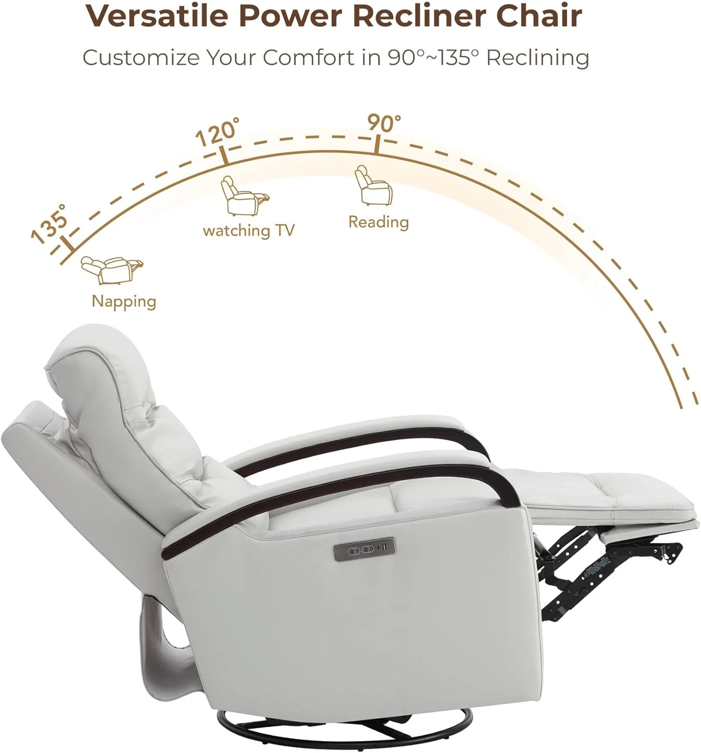 Genuine Leather Power Swivel Glider Rocker Recliner