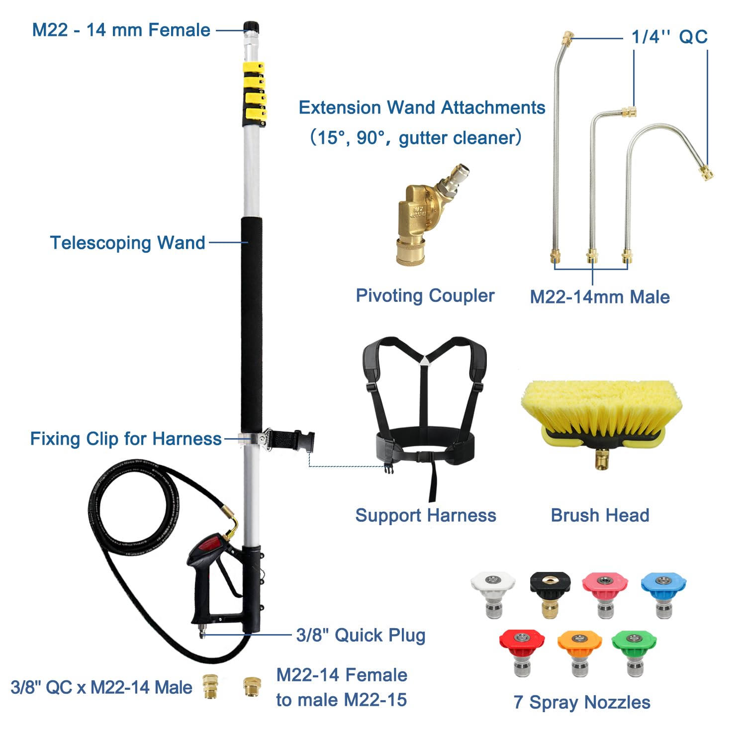 JANZ 24 FT Pressure Washer Telescoping Wand