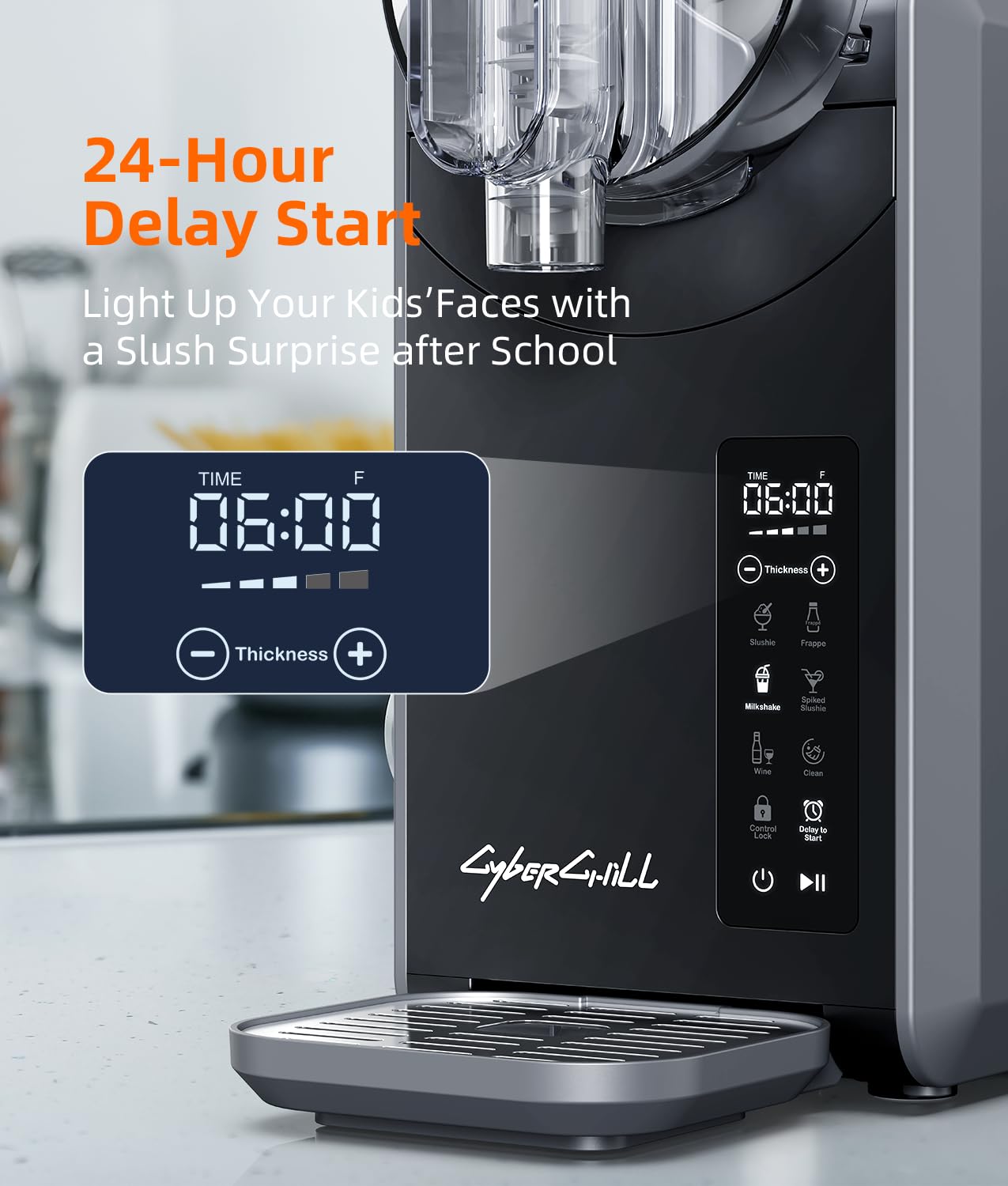 Slushie Machine - Professional Frozen Drink Maker No Ice Needed- 70 oz Slushy Machine for Home with LED Display - One-Touch Reservation & 6 Pre-set Programs for Frozen Margaritas, Frappés & Ice Cream