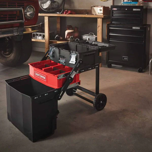 22-in 1-Drawer Black Metal Wheels Lockable Tool Box