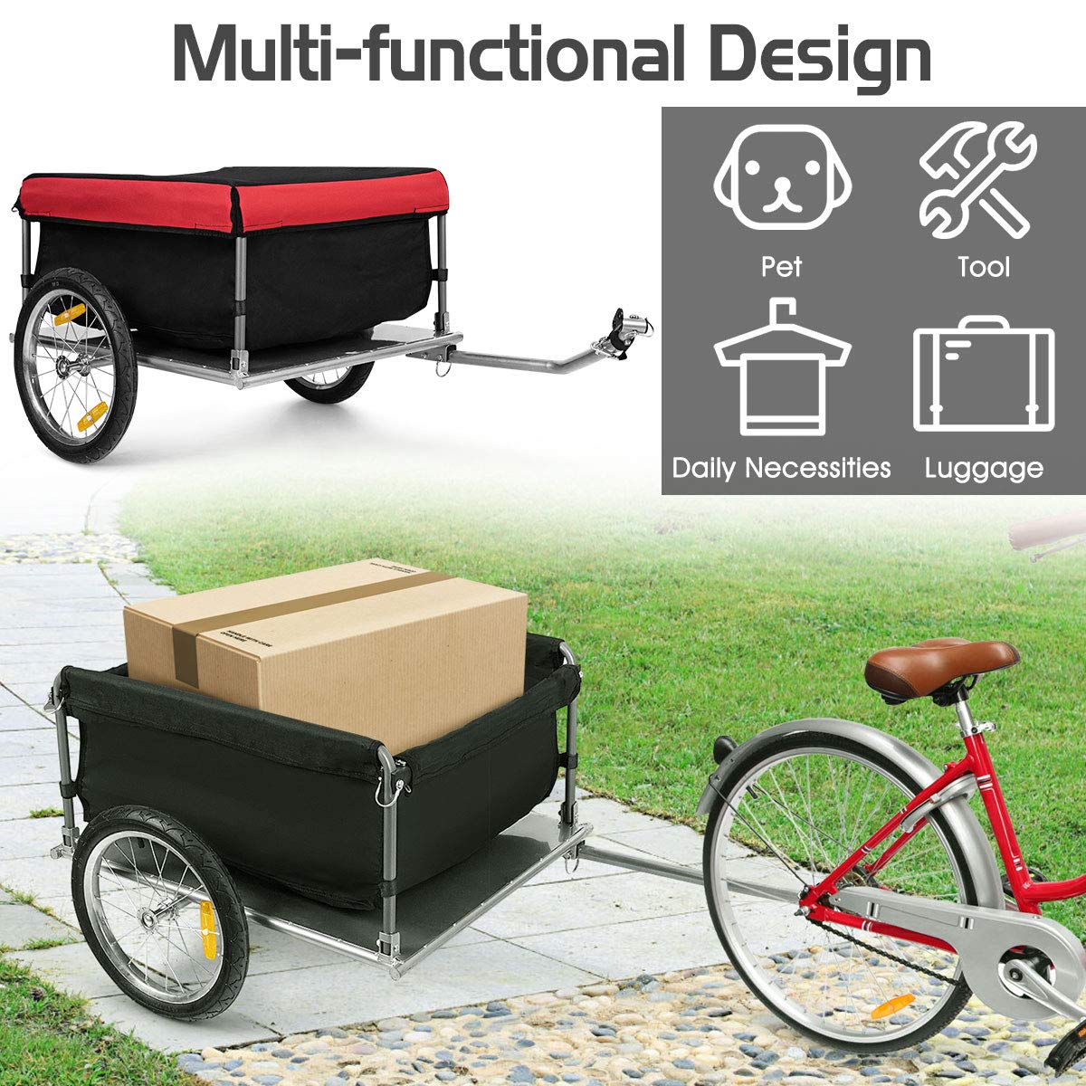2025 Cargo Bike Trailer, Folding Frame Quick Release 16
