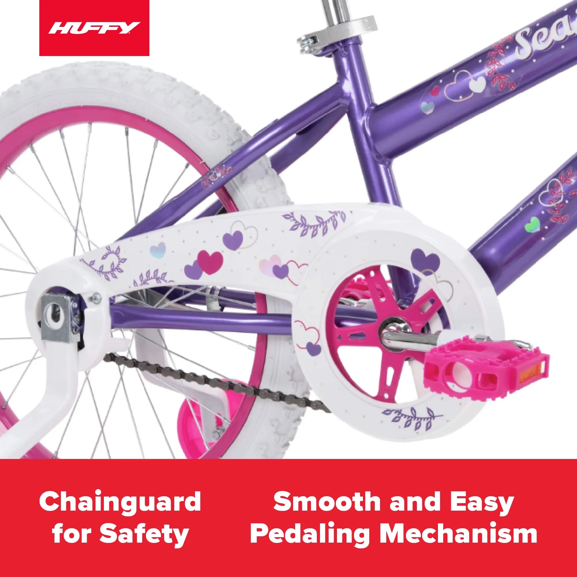 Huffy 18′′ Sea Star Kids’ Bike, Fits Riders 3’5′′ – 4’1′′, Purple, Child, Girl’s
