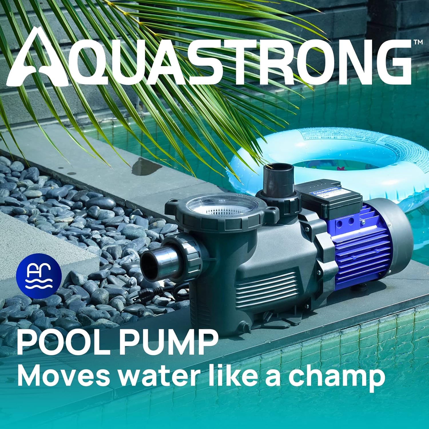 AQUASTRONG In/Above Ground Pool Pump, High Flow (with Timer, 2HP, 8917 GPH, 220V)