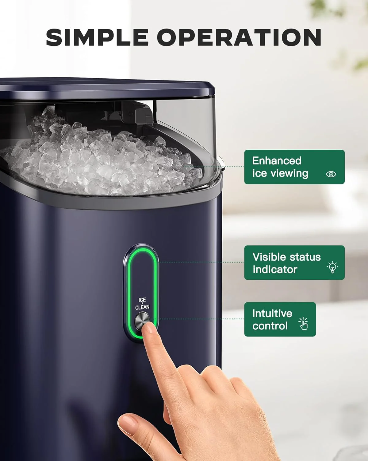 Nugget Ice Maker Countertop Pebble Ice Maker with Soft Chewable Ice