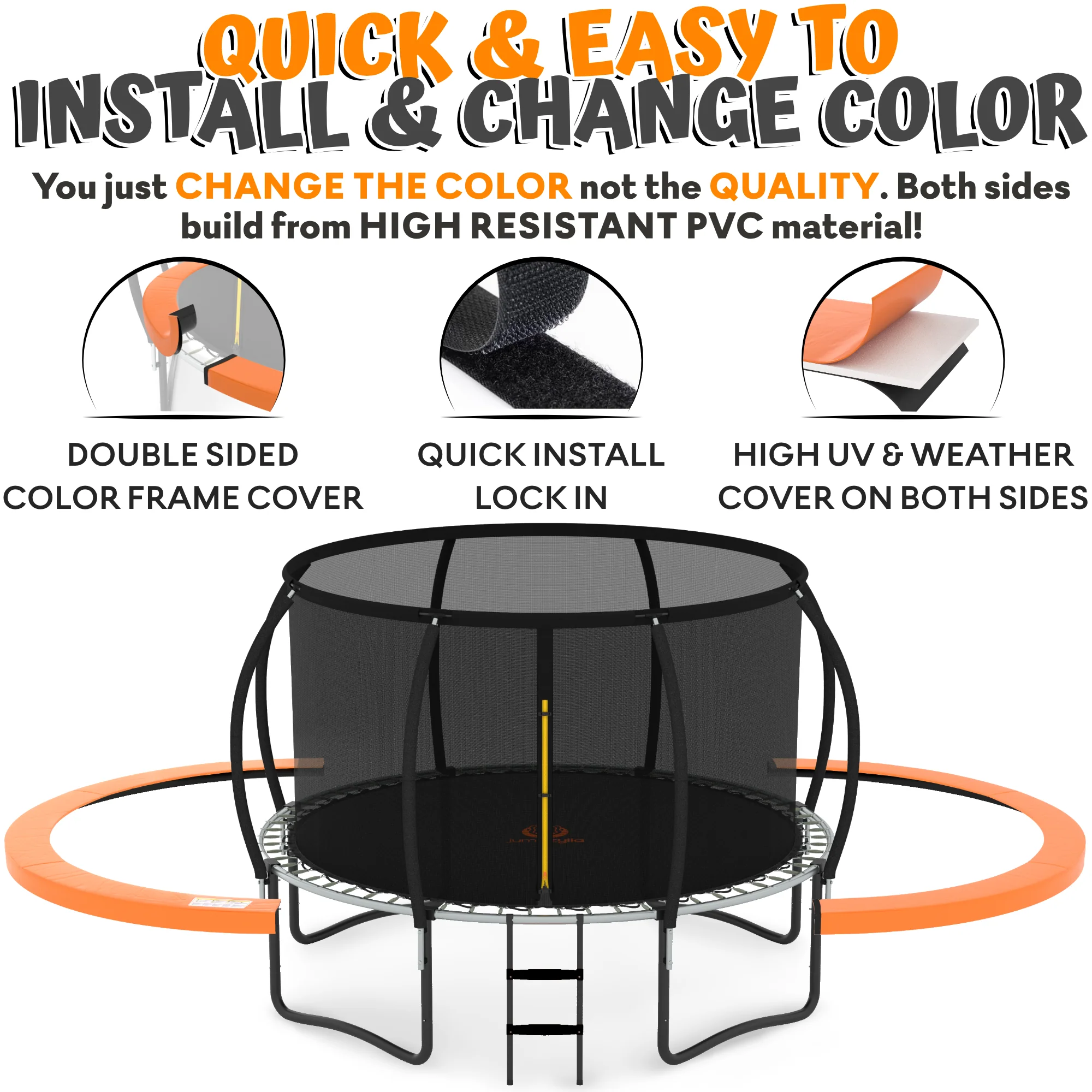 Jumpzylla 10FT Trampoline with Enclosure & Double Color Pad Cover