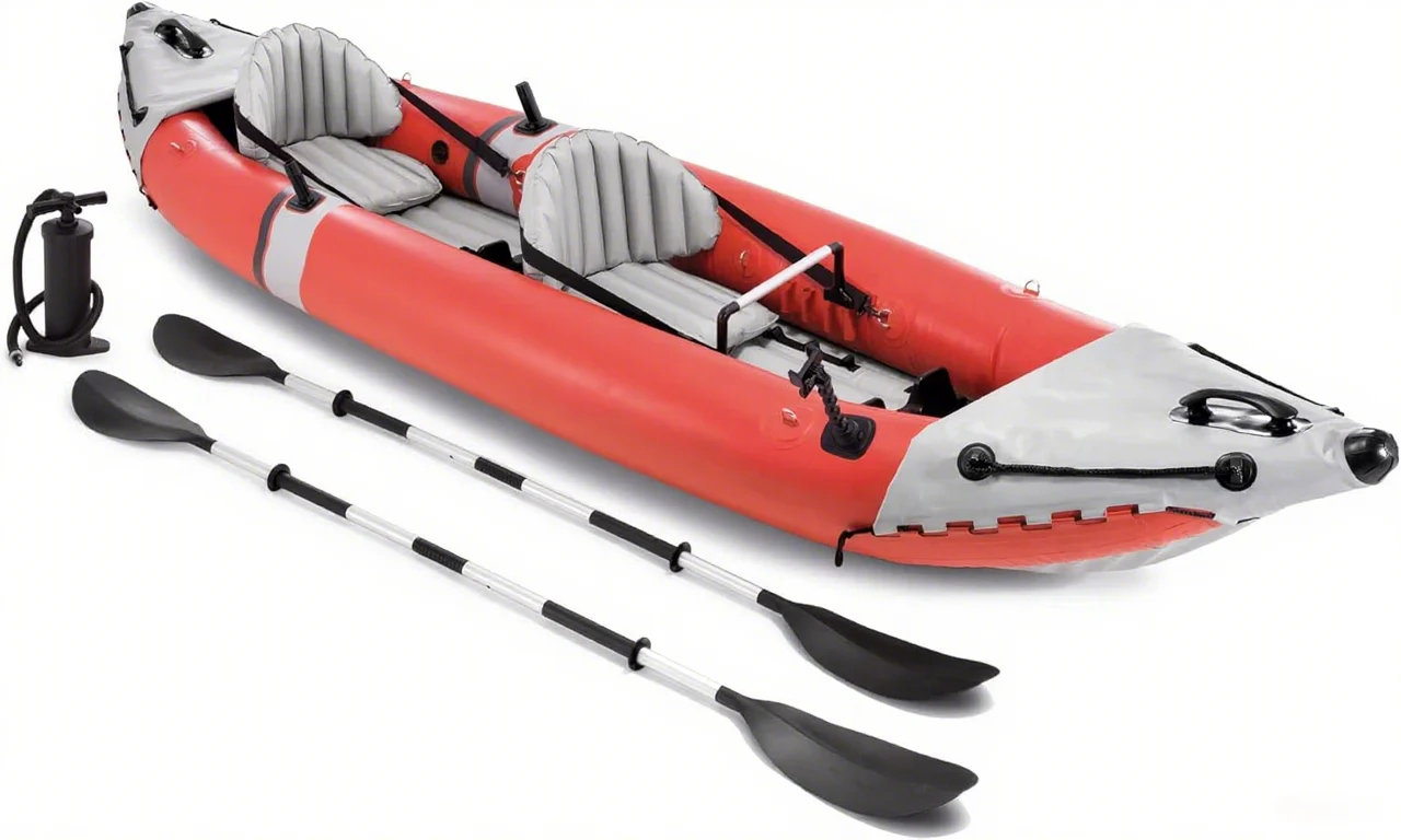 1-Person Inflatable Kayak with Paddles, Pump & Fishing Rod Holders