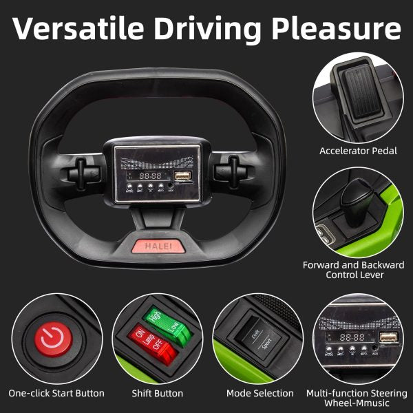 24V Electric Go Kart, with 300W Strong Motor, Drift/Sport Mode, Big Battery, Eva Tire,Length Adjustmen for Outdoor Racing Toy-Green