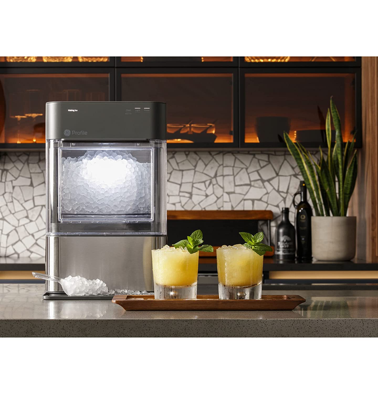 Profile Opal 2.0 | Countertop Nugget Ice Maker | Ice Machine with WiFi Connectivity | Smart Home Kitchen Essentials | Black Stainless