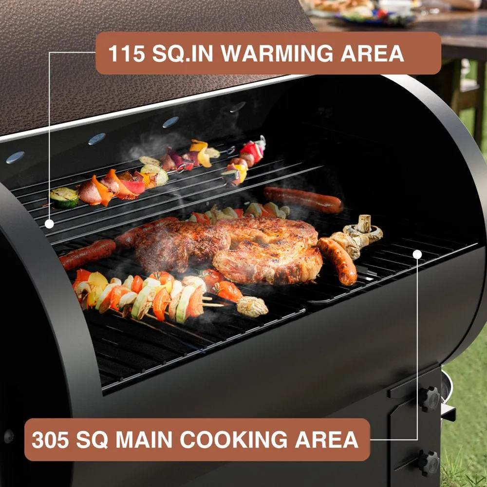 KingChii 456 sq. in Wood Pellet Smoker & Grill BBQ with Auto Temperature Controls
