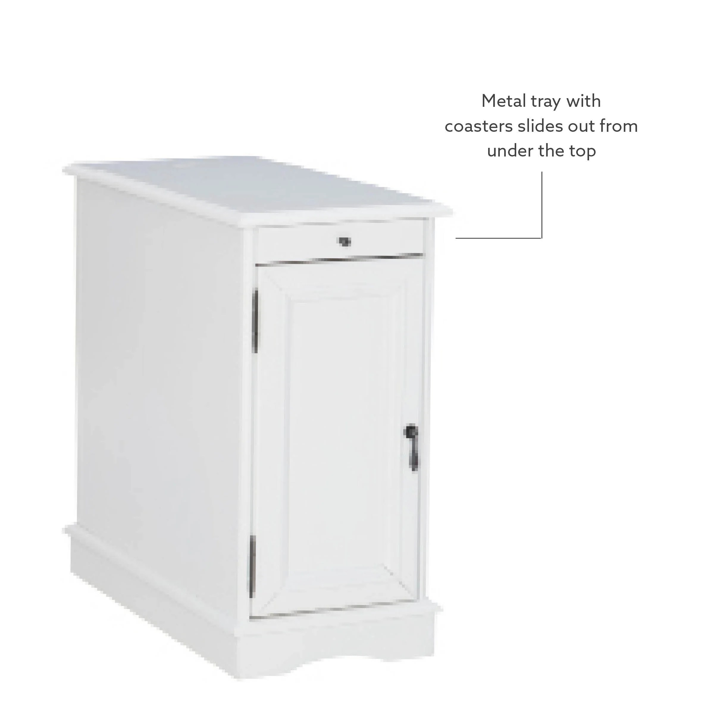 Linon Bartow Wood Multi Function Storage Accent Table Charging Station in White