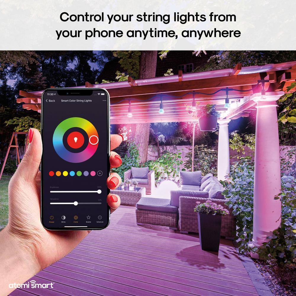 Smart WiFi Color String Lights, 24ft, Alexa/Google Compatible, Waterproof LED