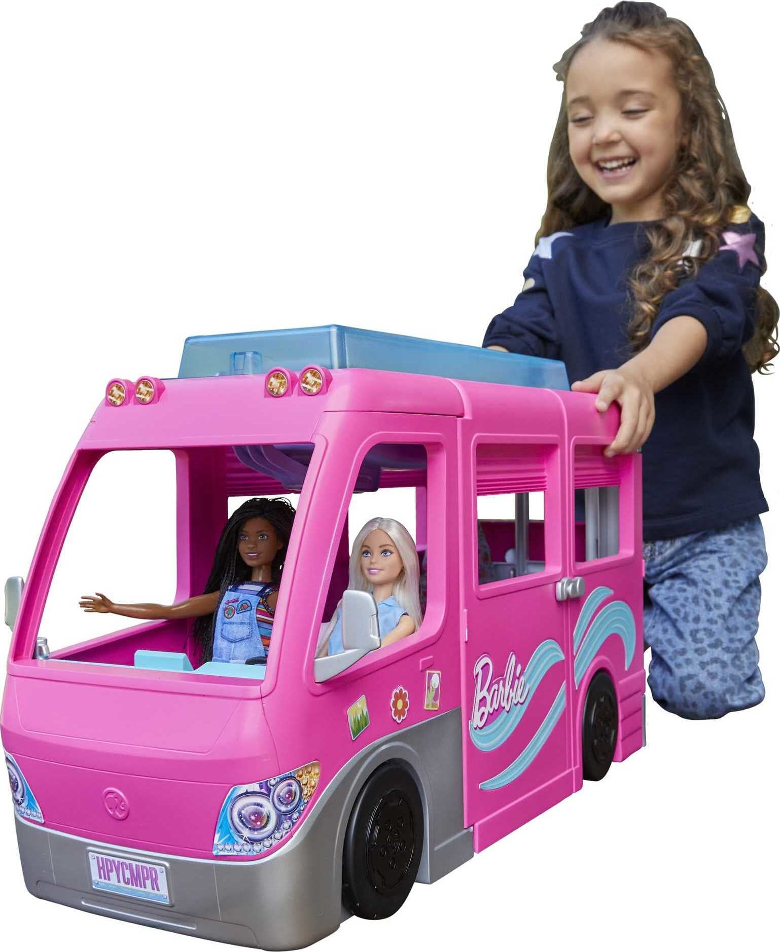 Barbie DreamCamper Vehicle Playset with 60 Accessories Including Pool and 30-inch Slide