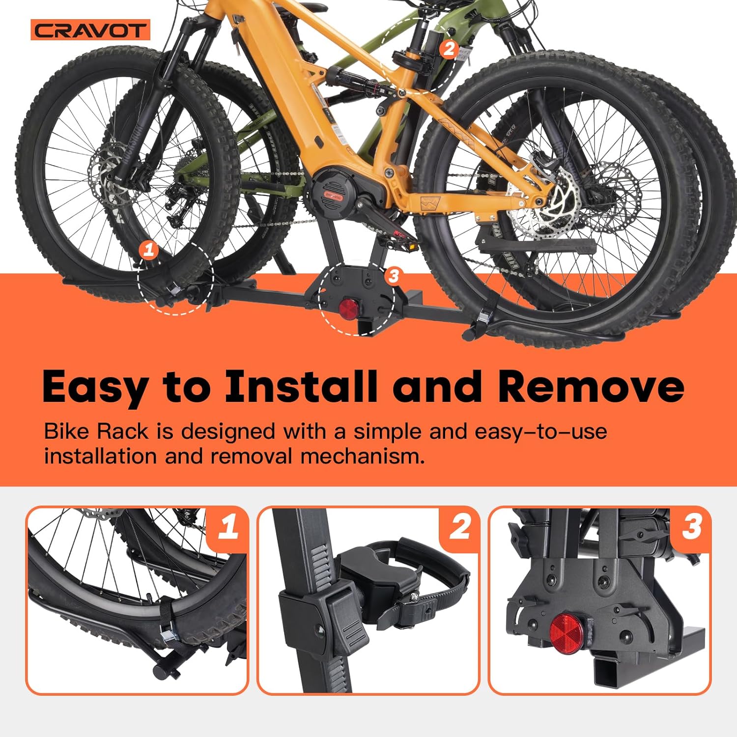 Cyberrack E2 Hitch Ebike Rack with Ramp, 200 Lbs Capacity