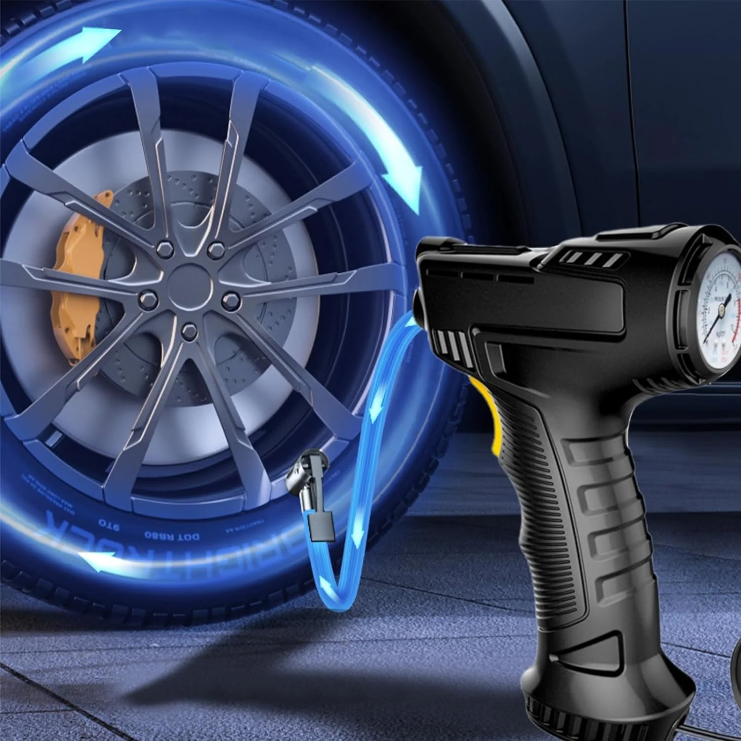 2025 Tire Inflator Pump with Emergency LED Light - 12V