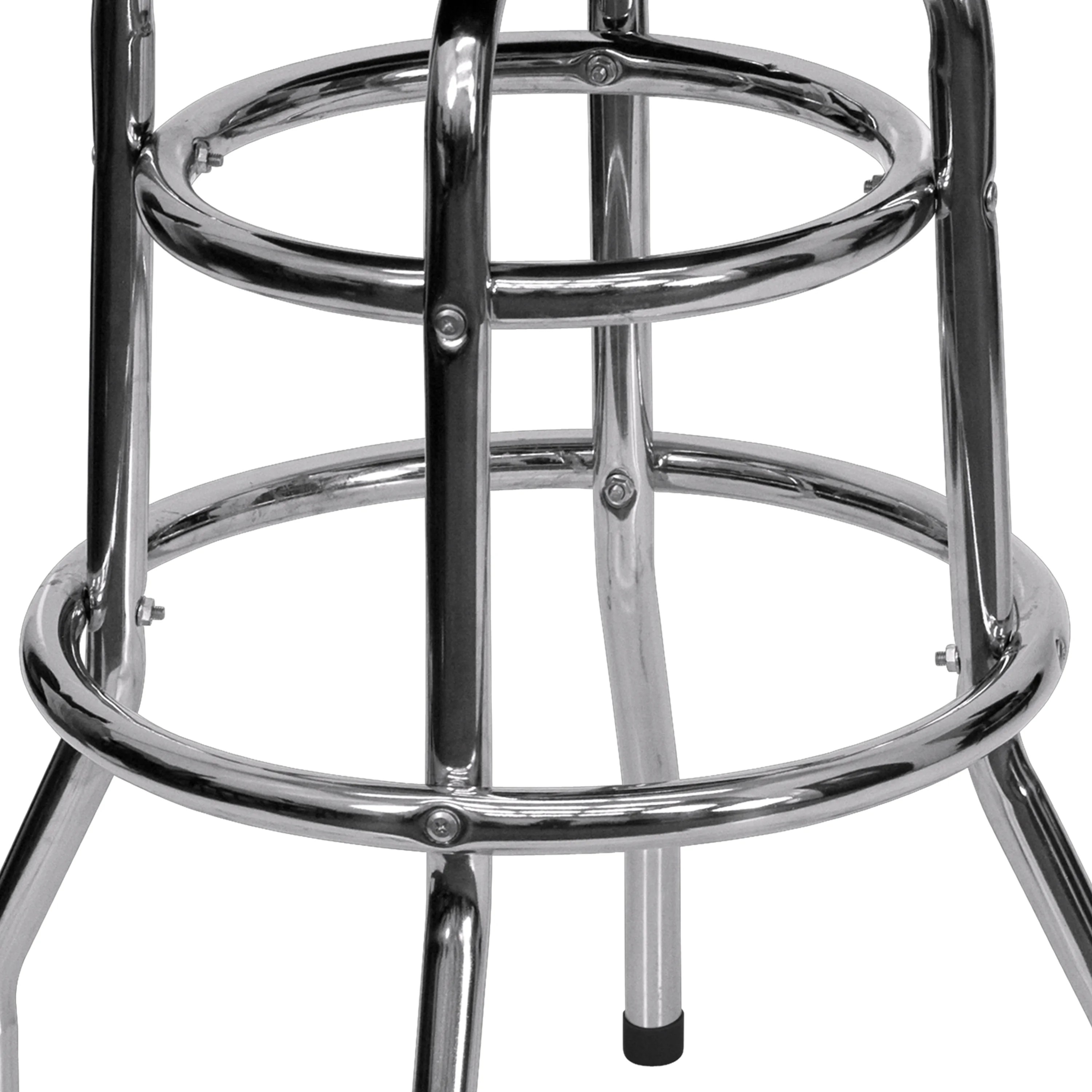 Flash Furniture Bruno Double Ring Chrome Barstool with Black Seat