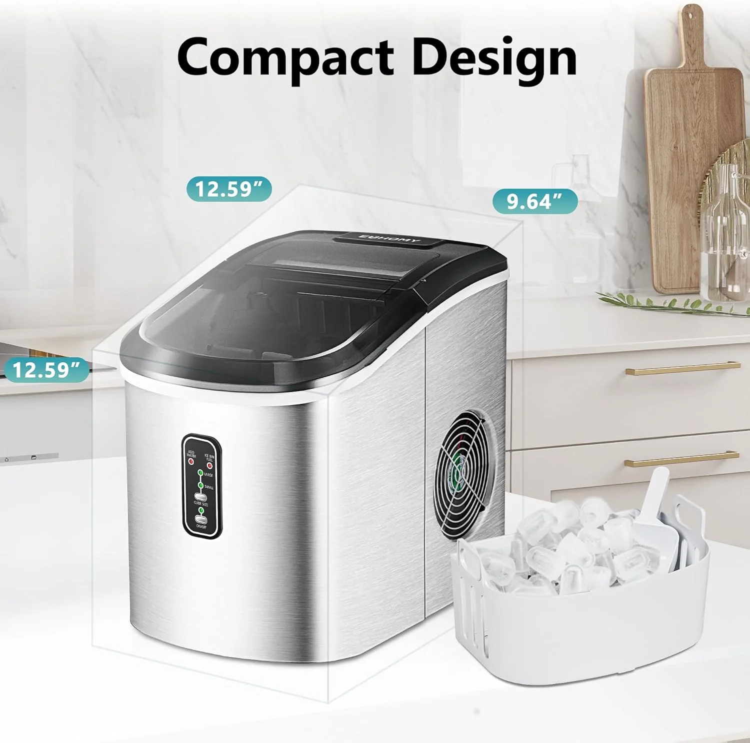 Ice Maker Counter Machine 9 Cubes Ready in 8 Mins