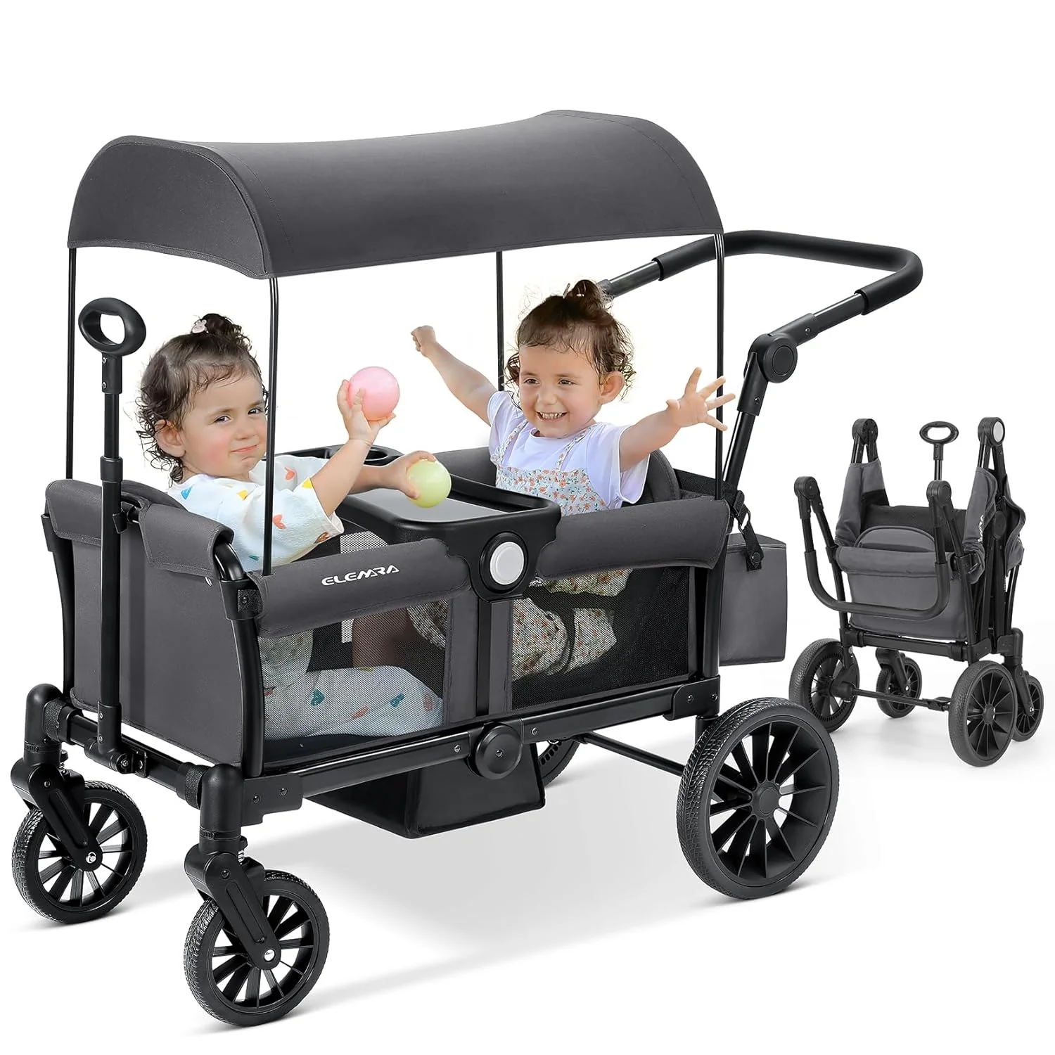 Stroller Wagon for 2 Kids Foldable Wagon Stroller