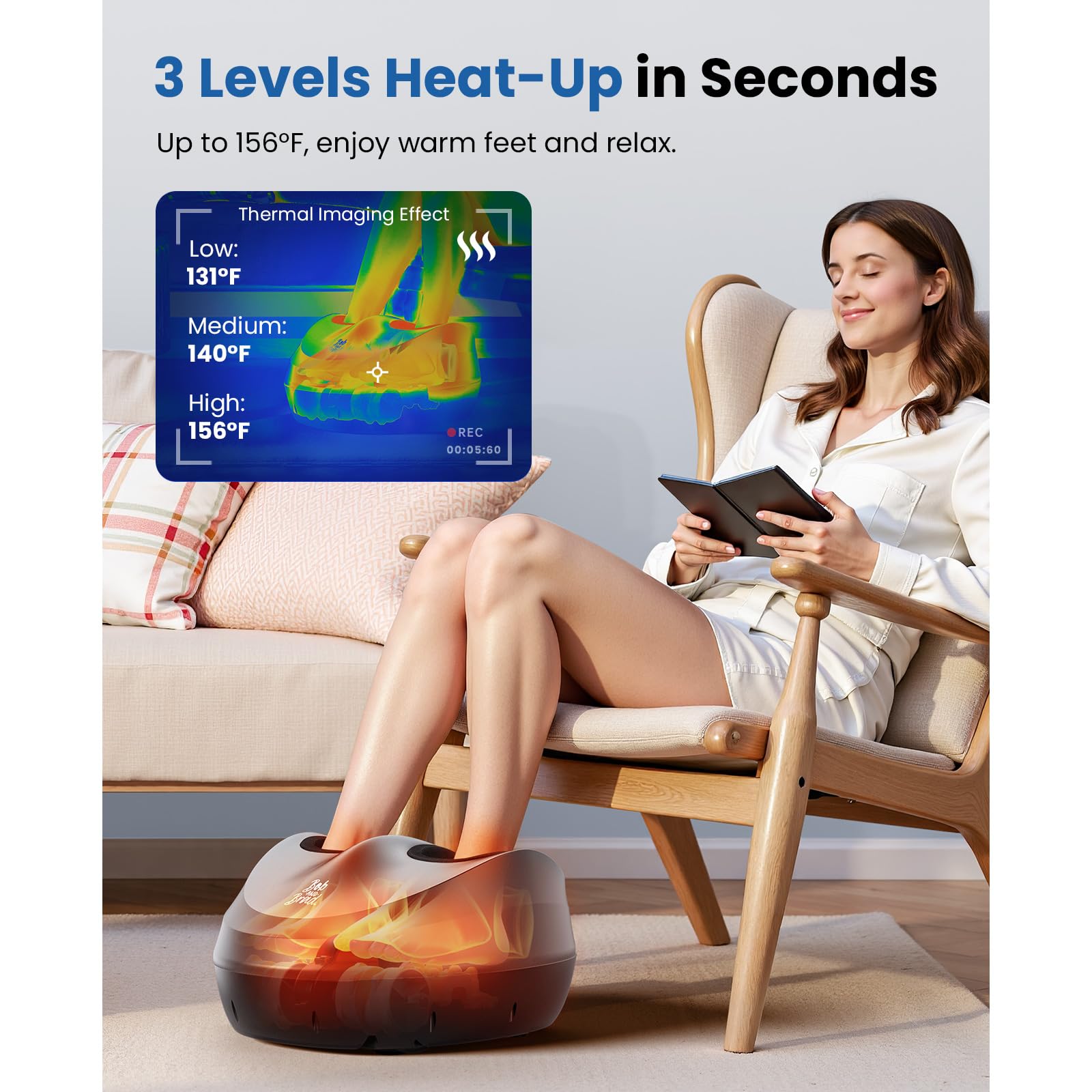 BOB AND BRAD Foot Massager Machine with Heat and Remote