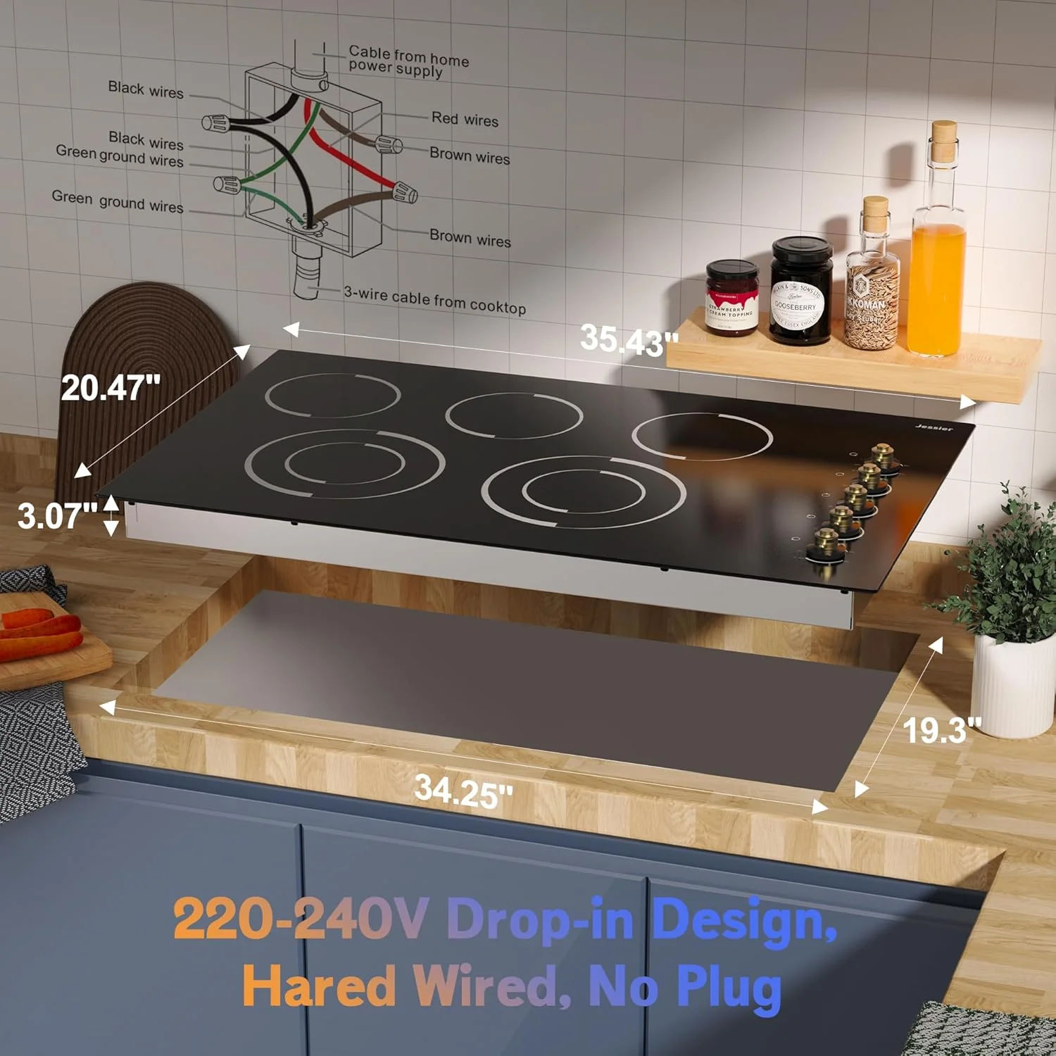 Electric Cooktop 30 Inch - 5 Burners Built-in Ceramic Cooktop, 30