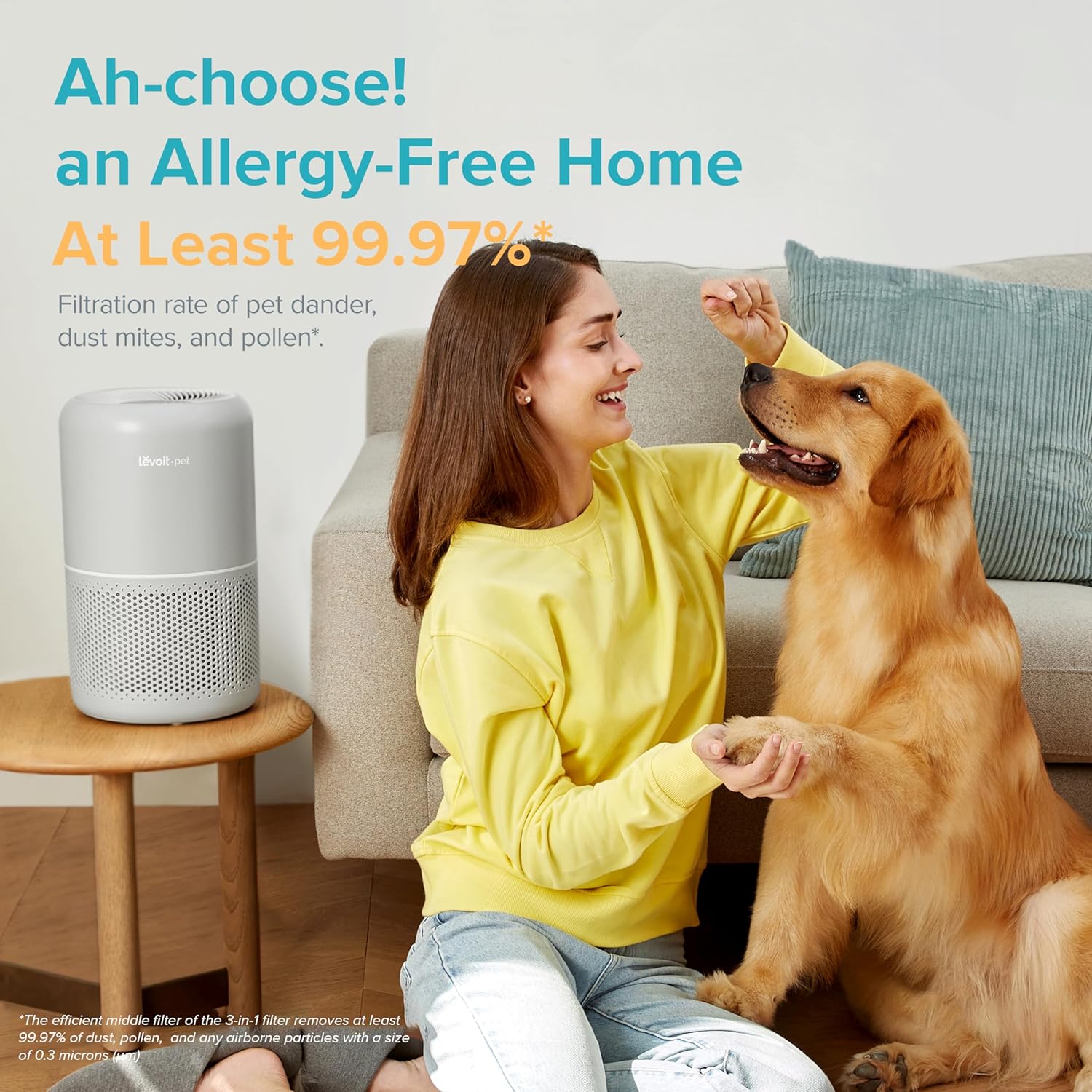 Air Purifier for Home Allergies Pets Hair in Bedroom & Standing Fan for Bedroom, 82ft CirculAir 120° Oscillating Fan