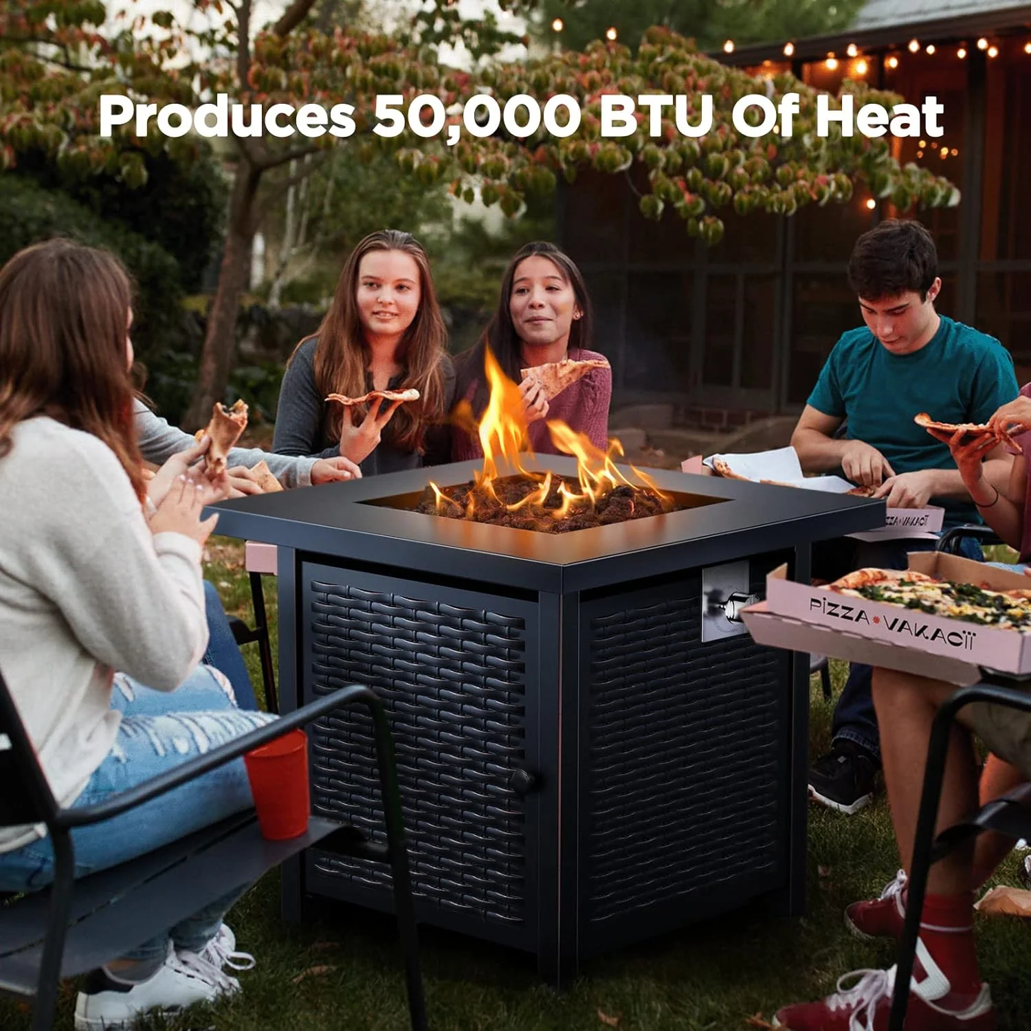 2025 Gas Fire Pit Table, 50,000 BTU Outdoor Propane Fire Pit