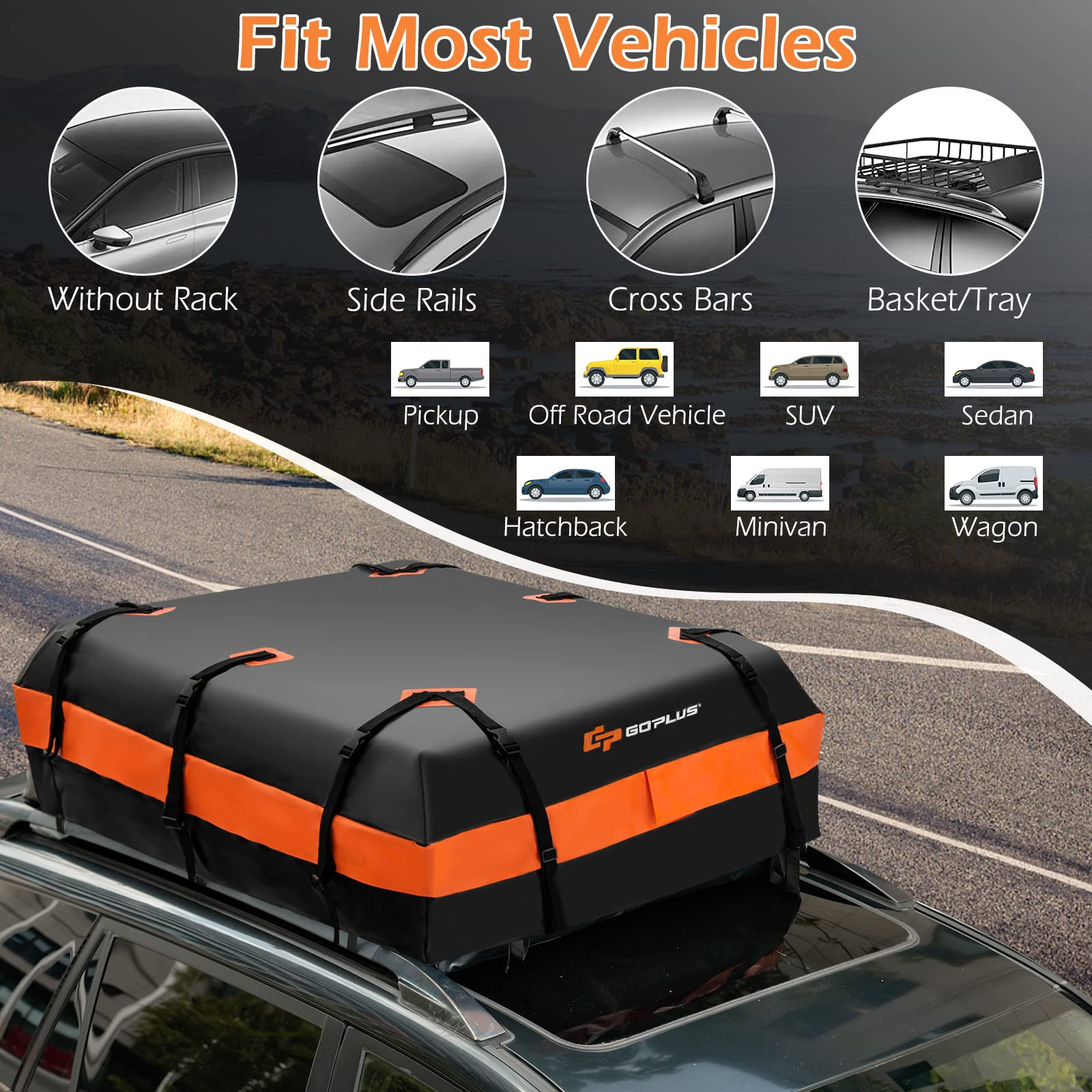 2025 Car Rooftop Cargo Carrier Bag, 21 Cubic 100% Waterproof Soft Car Roof Bag for All Vehicles with/Without Rack