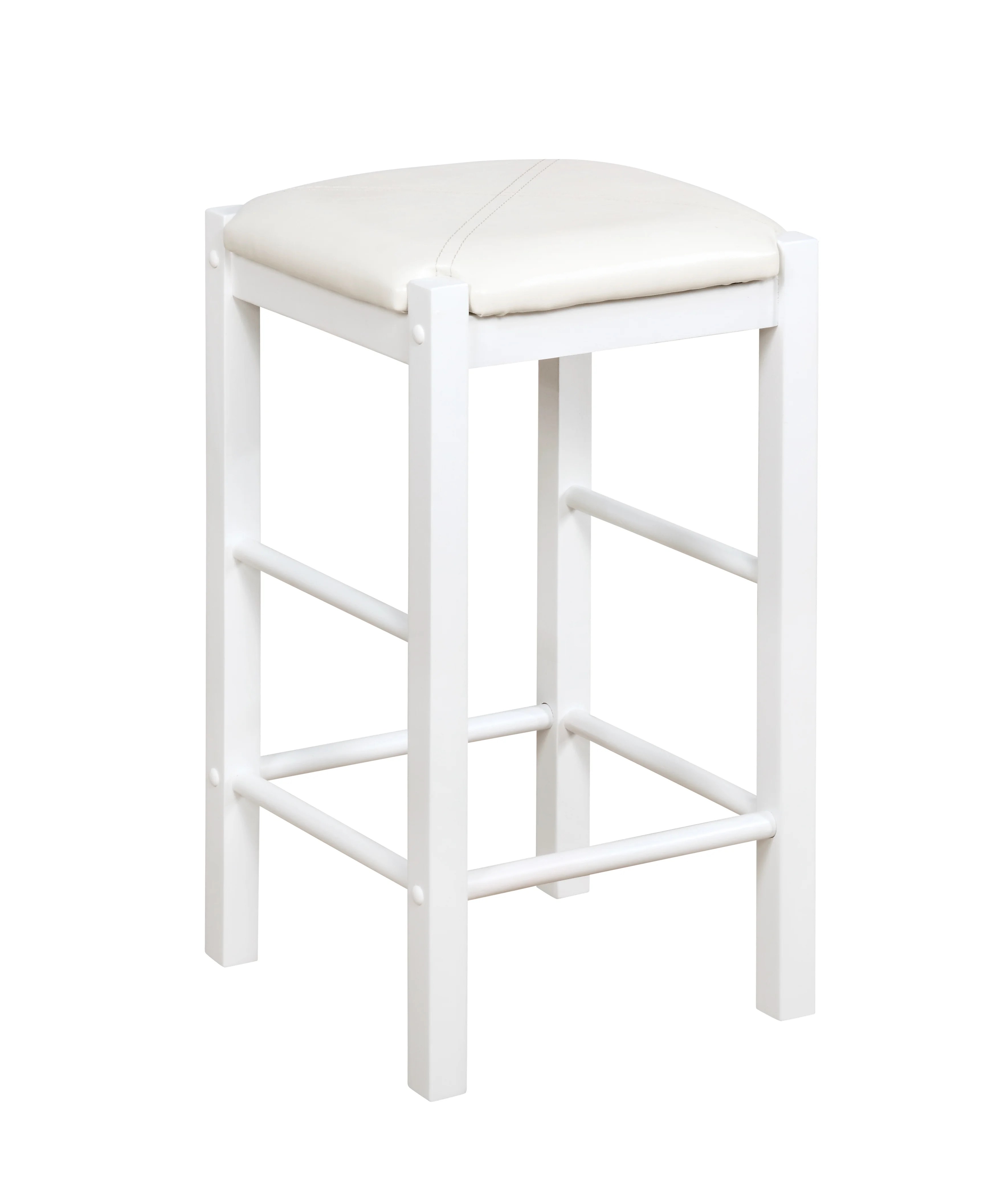 Linon Lancer 3-Piece Casual Dining Tavern Set, 25′′ Seat Height, White Finish with White Fabric