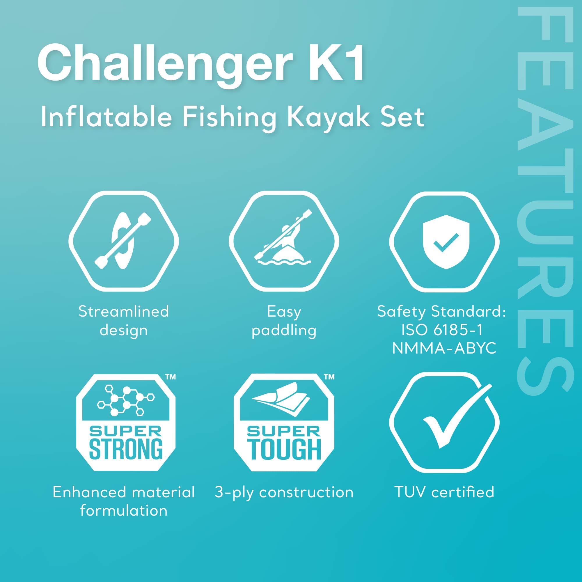 Intex Challenger K1 Inflatable Kayak Set – 1-Person – 220lb Weight Capacity