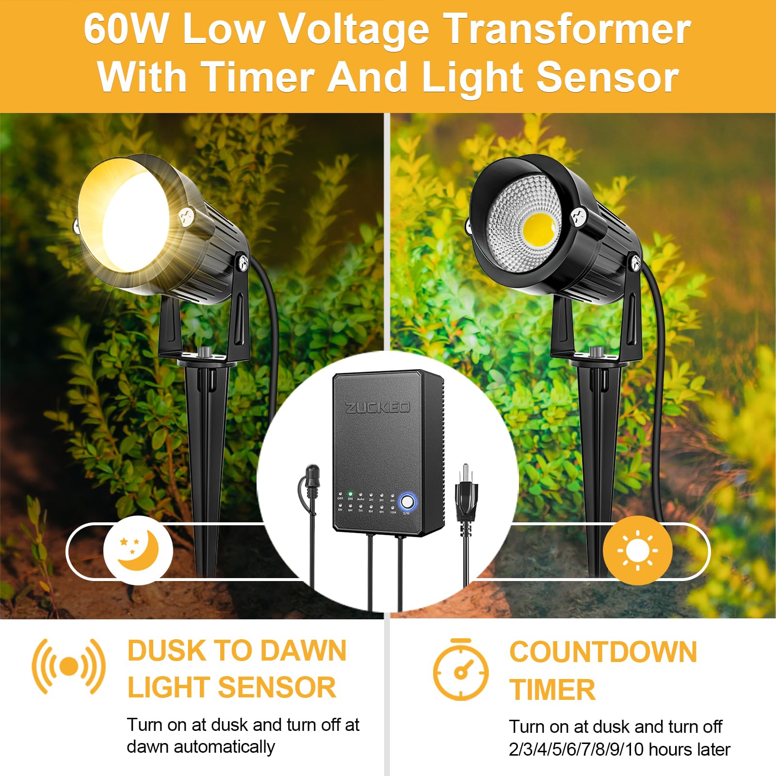 ZUCKEO All-in-One 5W LED Landscape Lighting Kit, 3000K 12-24V 8Pack