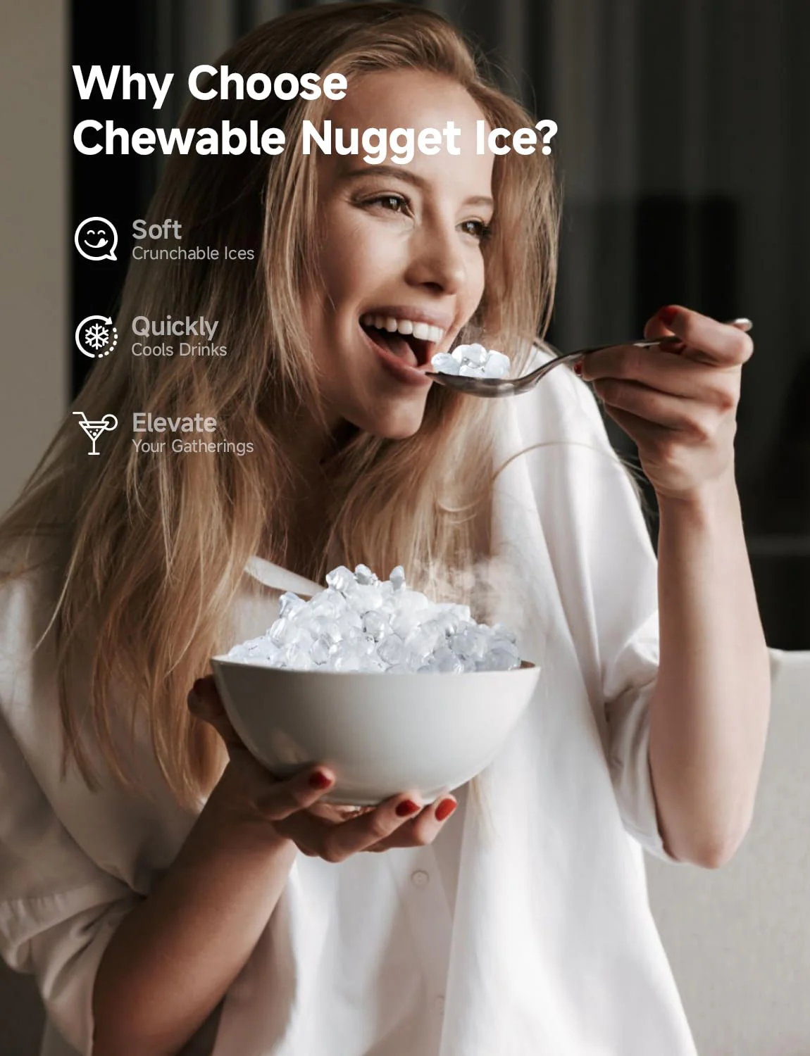 Nugget Ice Maker Countertop 44Lbs/24H Pebble Ice Maker Machine