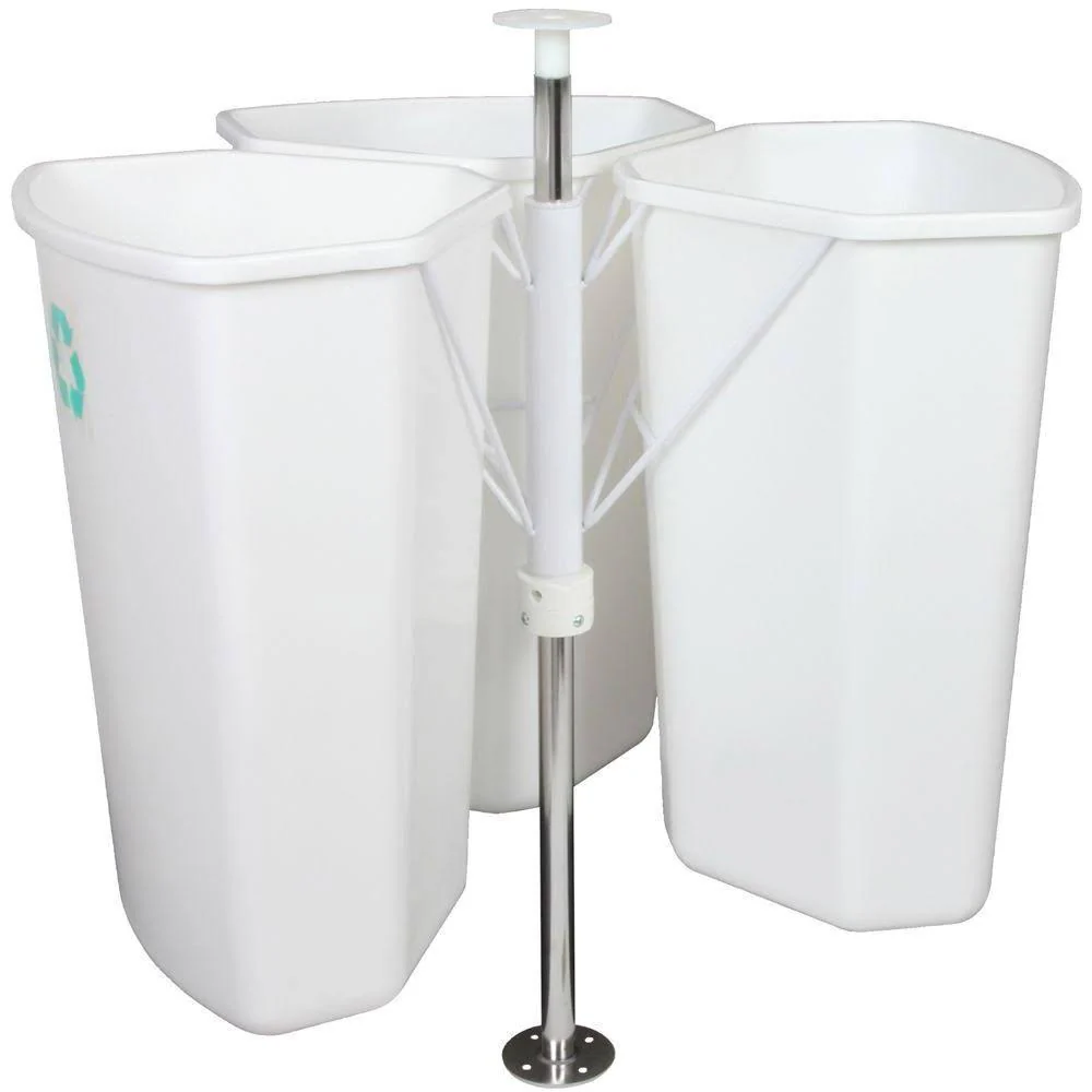 28.5 in. x 27.625 in. x 27.625 in. In Cabinet Corner Trash Can, White