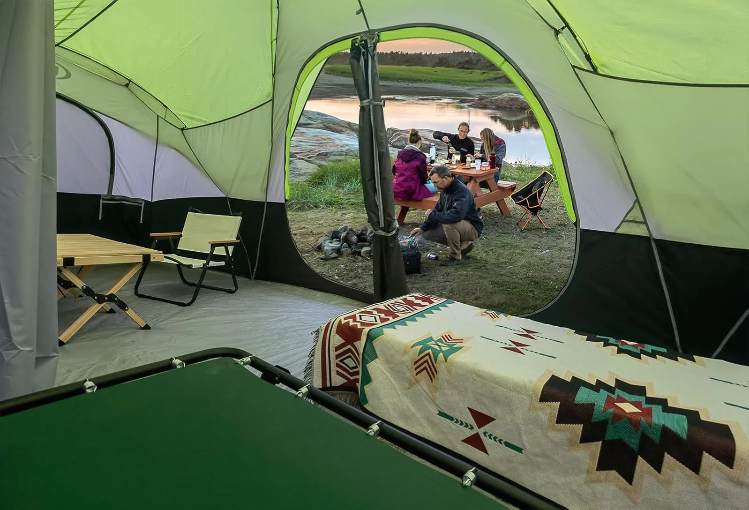 Camping Tent 10-Person-Family Tents, Parties, Music Festival Tent, Big, Easy Up, 5 Large Mesh Windows, Double Layer, 2 Room, Waterproof, Weather Resistant, 18ft x 9ft x78in