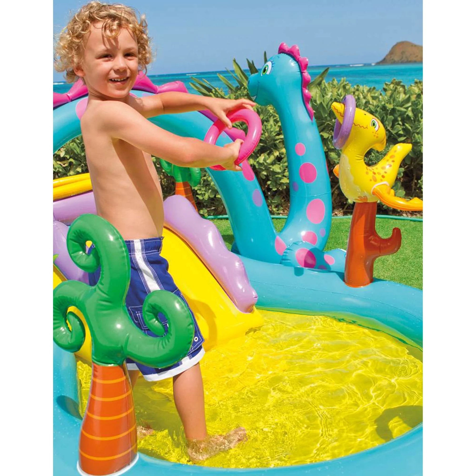 Dinoland Kiddie Inflatable Pool & Inflatable Ocean Backyard Kiddie Pool