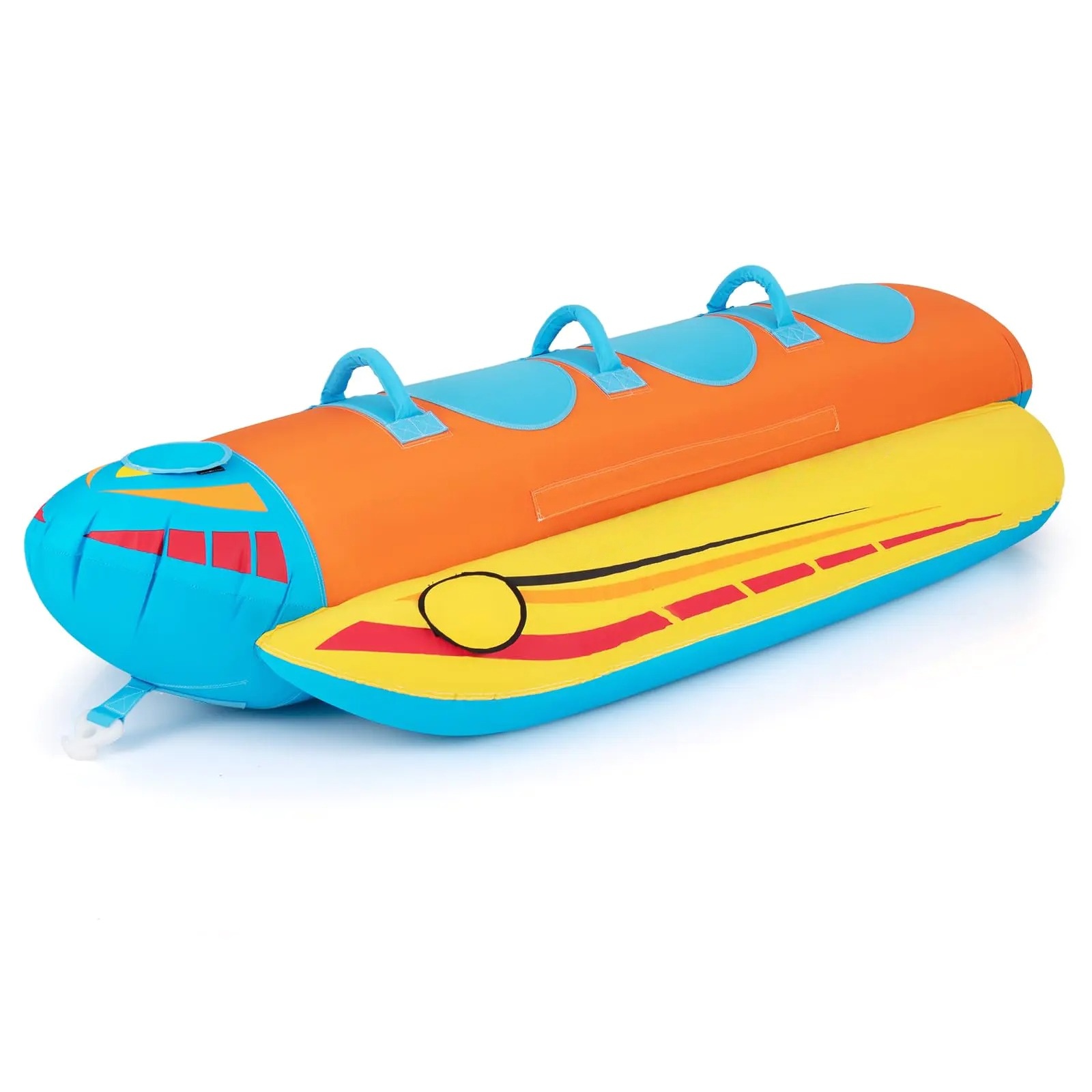 Inflatable Towable Tubes for Boating, Water Sports Banana Boat with 3 EVA-padded Seats for Towing Rider